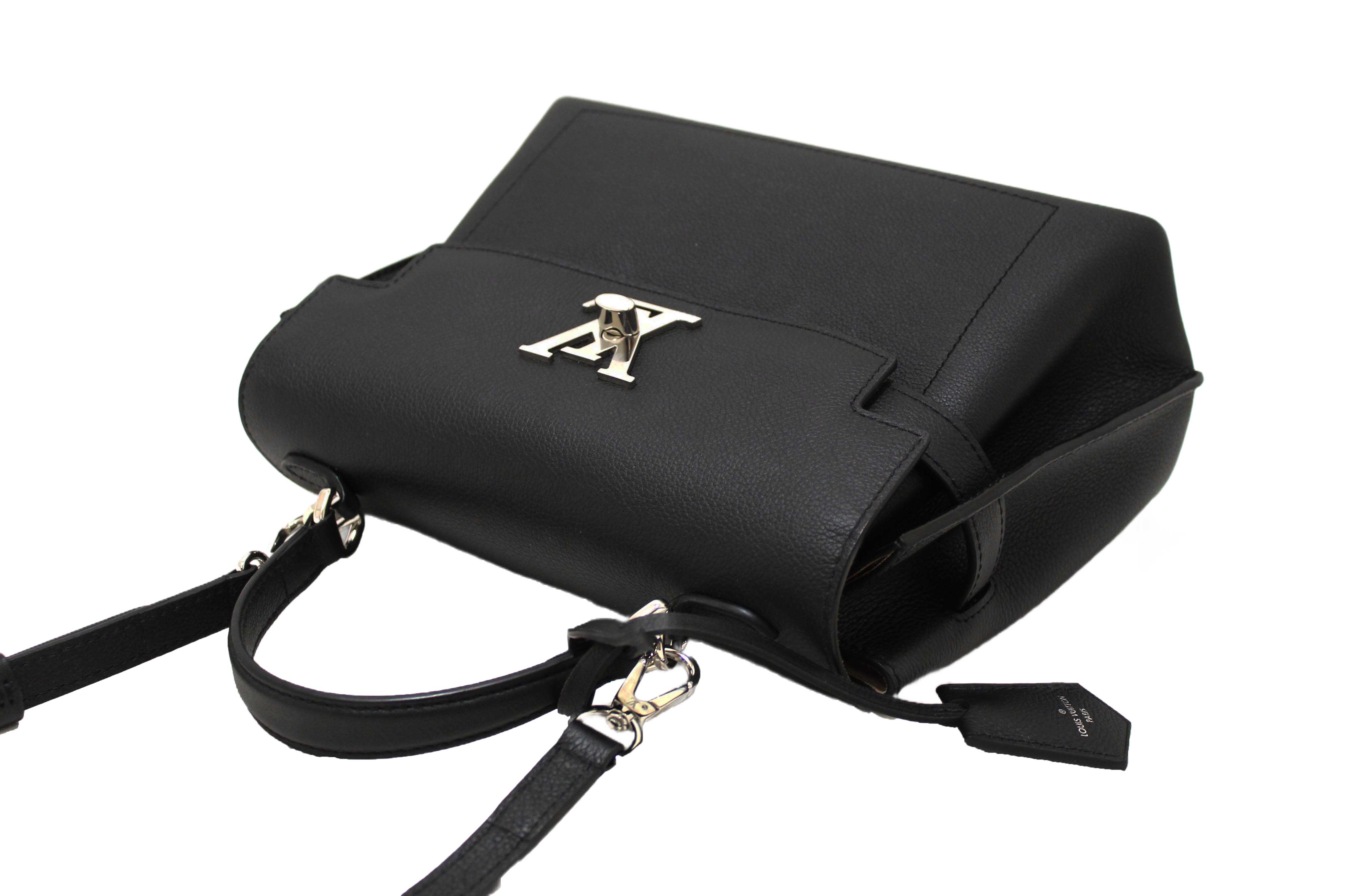 Authentic Louis Vuitton Black Grained Calf Leather LockMe Ever BB Bag