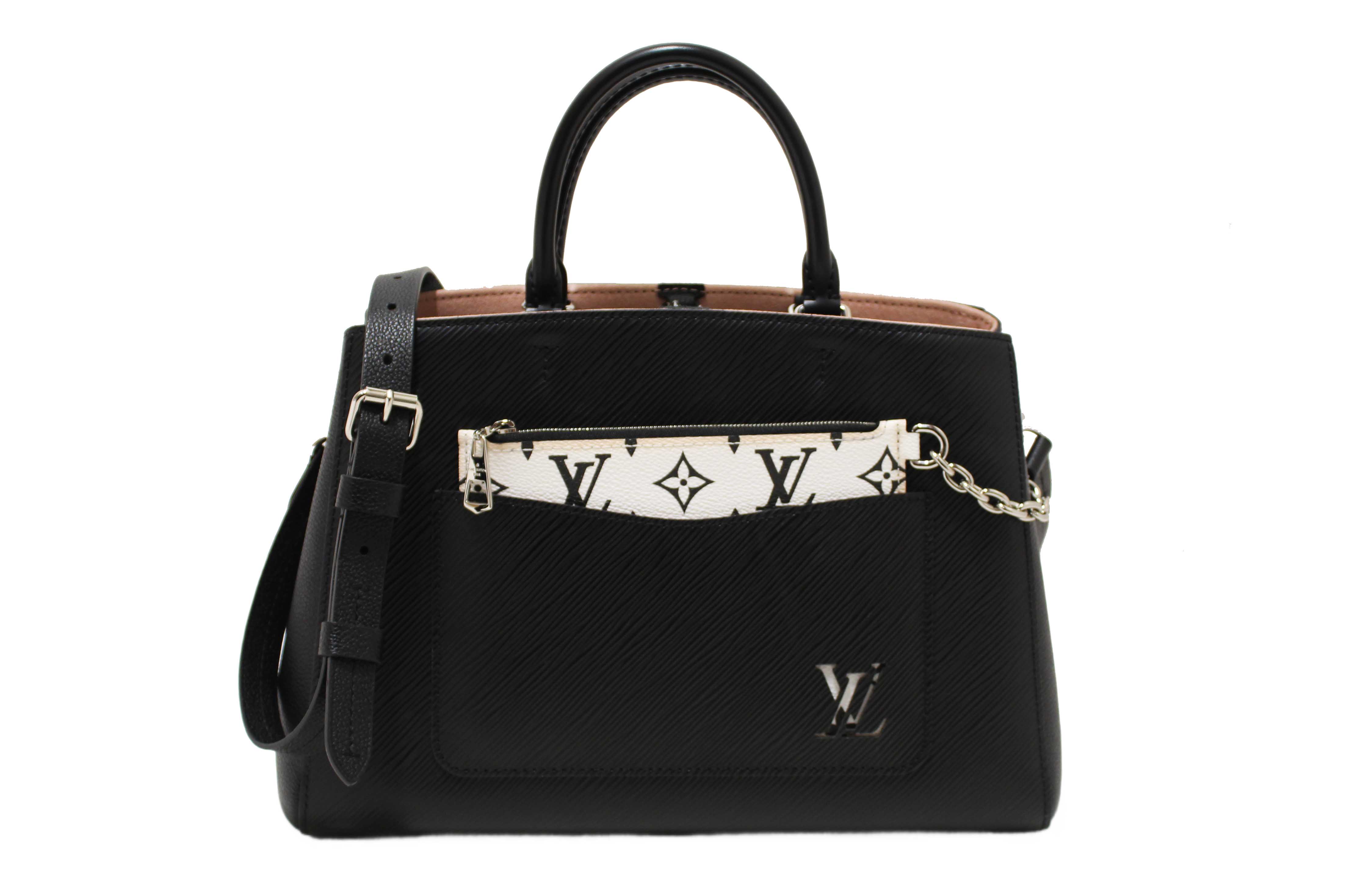 Authentic Louis Vuitton Black Epi Leather Marelle MM Tote Hand/Messenger Bag