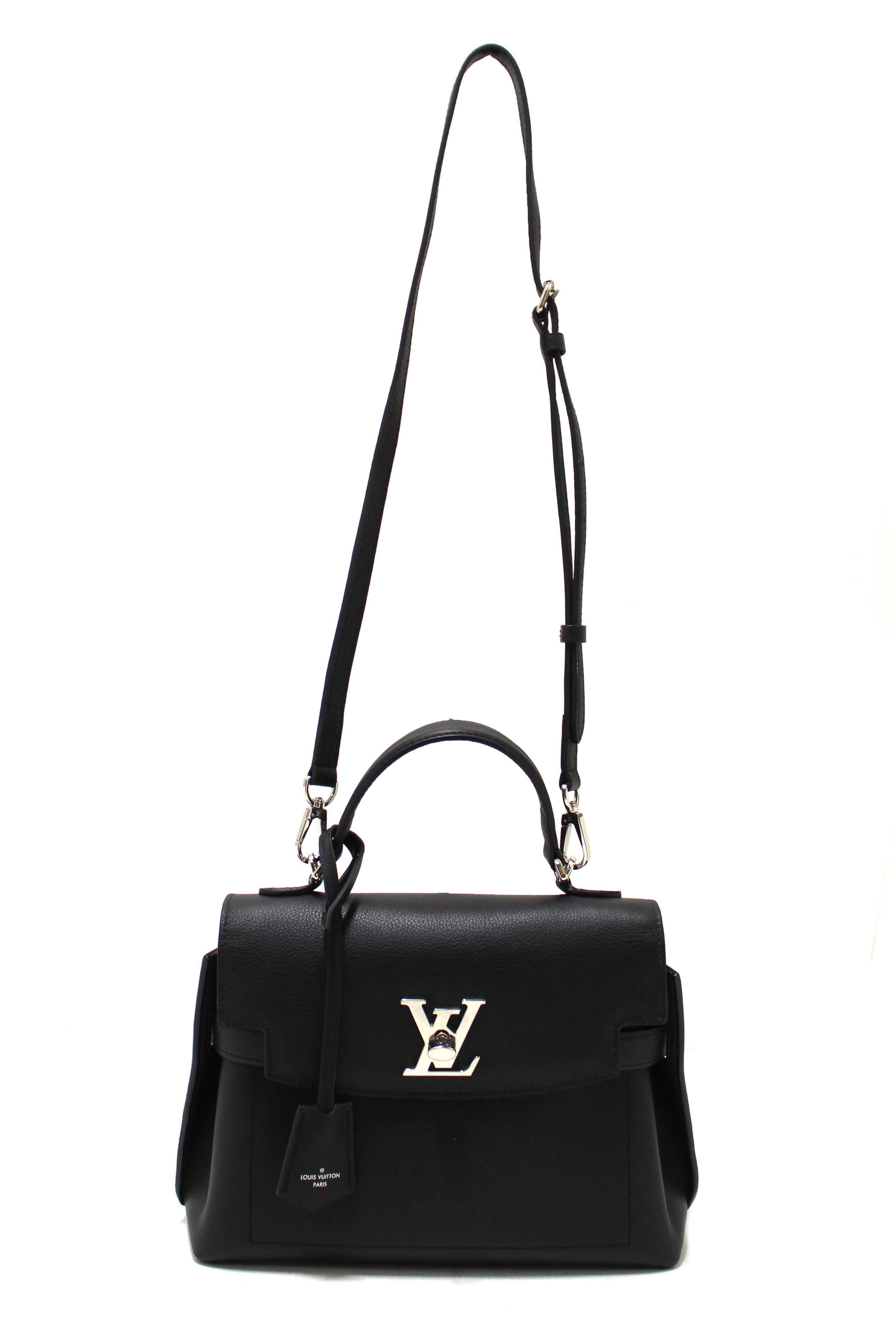 Authentic Louis Vuitton Black Grained Calf Leather LockMe Ever BB Bag