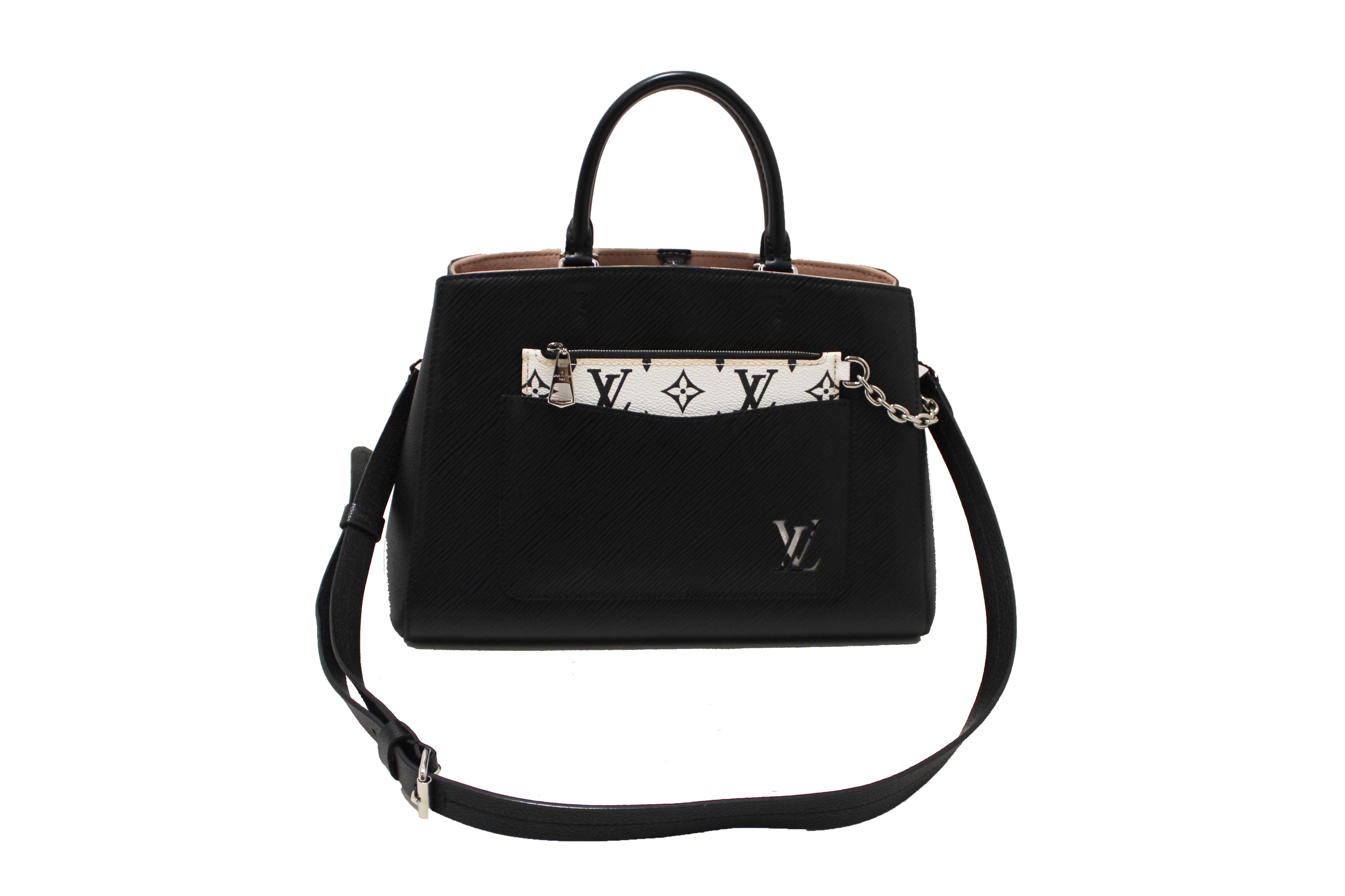 Authentic Louis Vuitton Black Epi Leather Marelle MM Tote Hand/Messenger Bag