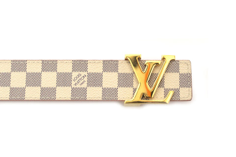 Authentic Louis Vuitton LV Iconic Damier Azur and Rose Pink 30MM Reversible Belt 36