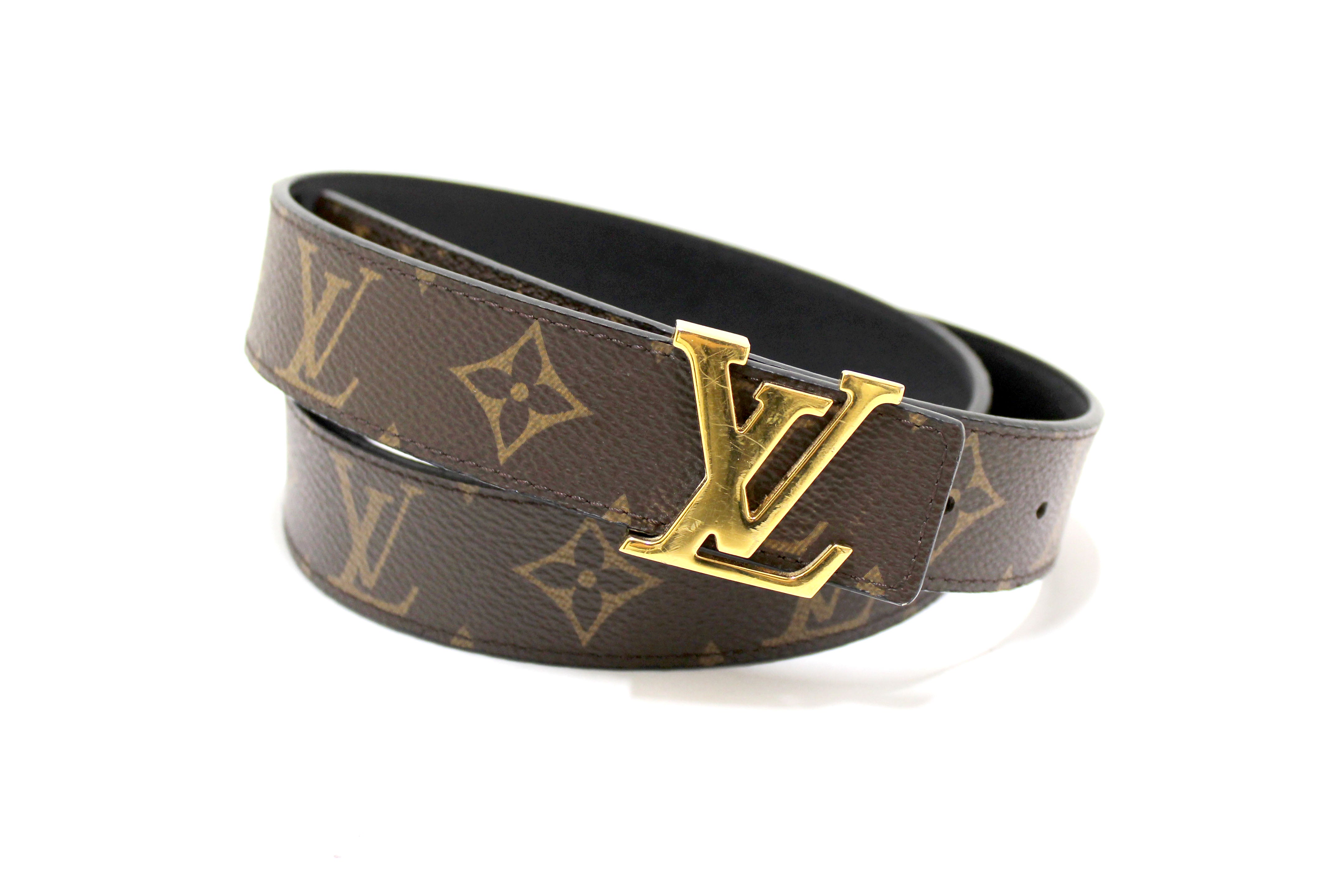 Authentic Louis Vuitton LV Iconic Damier Ebene and Black 30MM Reversible Belt 34"
