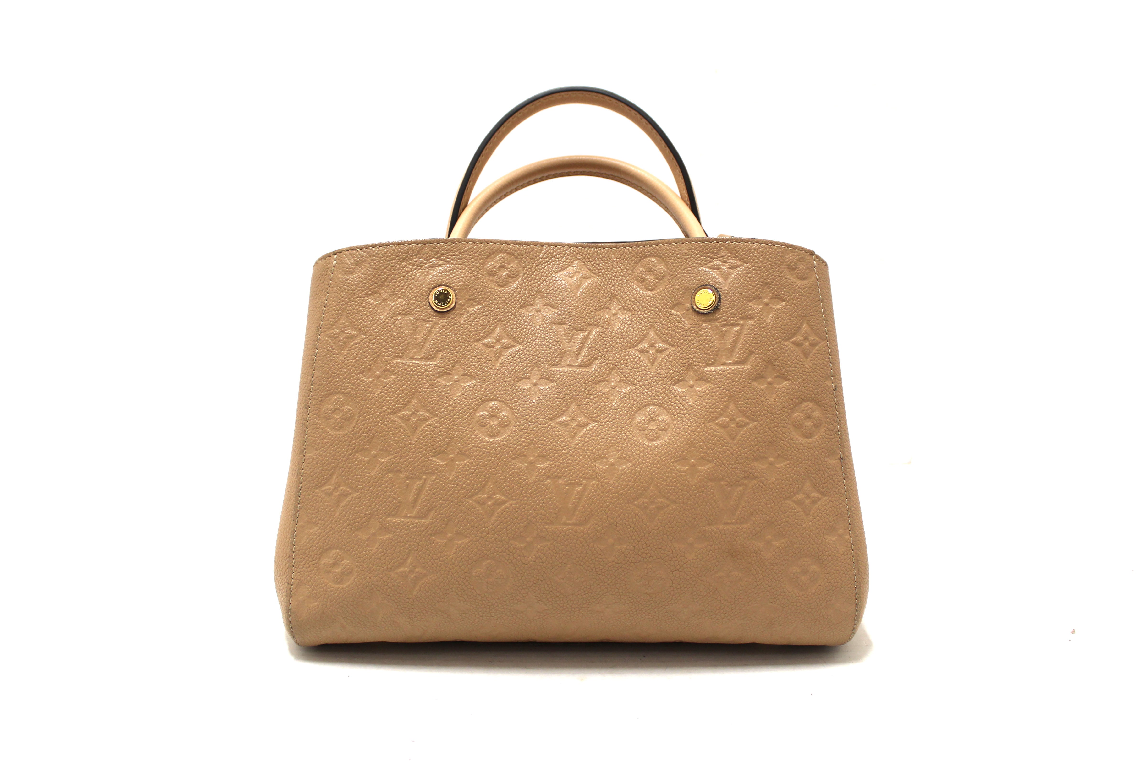 Authentic Louis Vuitton Beige Monogram Empreinte Leather Montaigne MM Bag