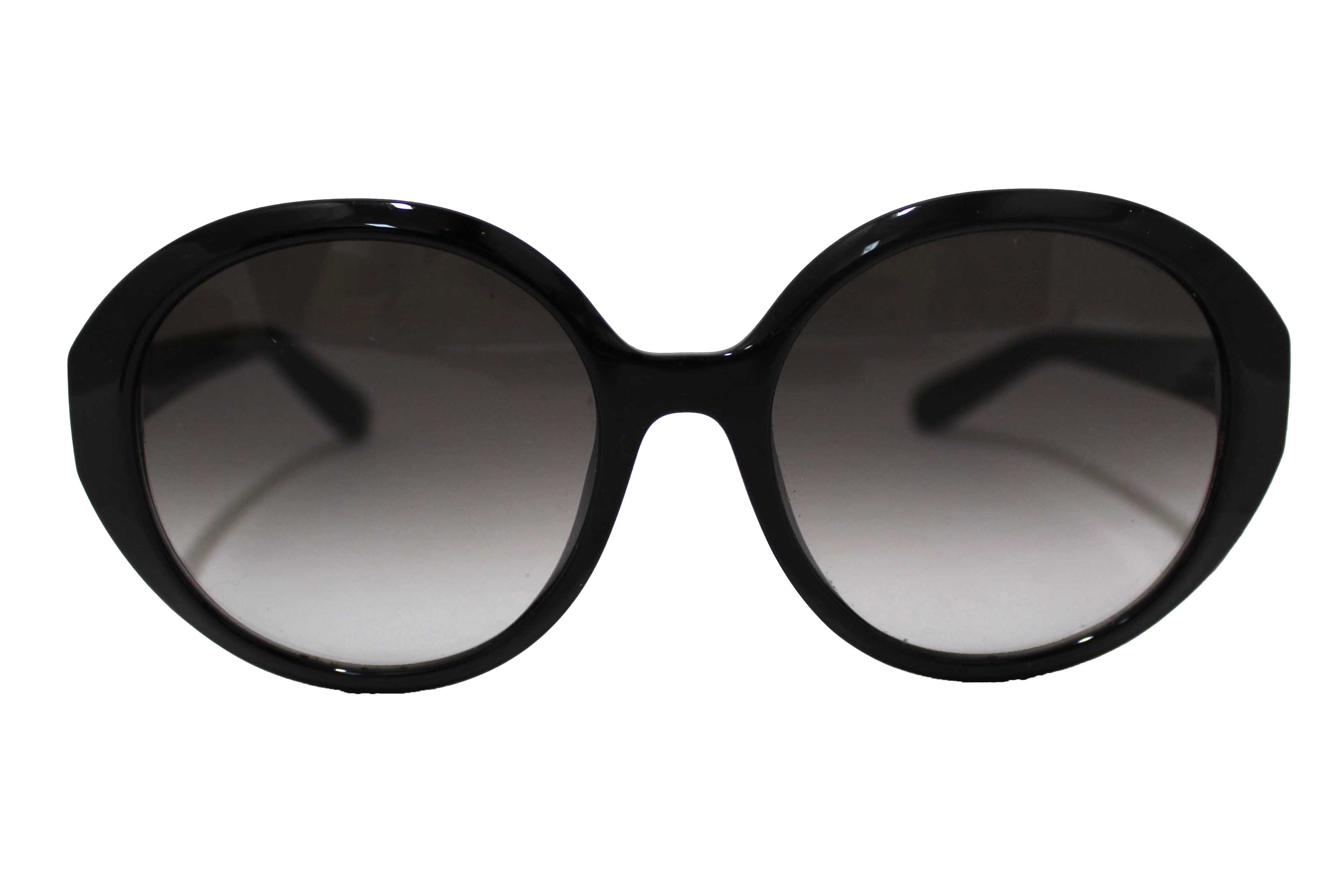 Authentic Salvatore Ferragamo Black Acetate Frame Round Sunglasses