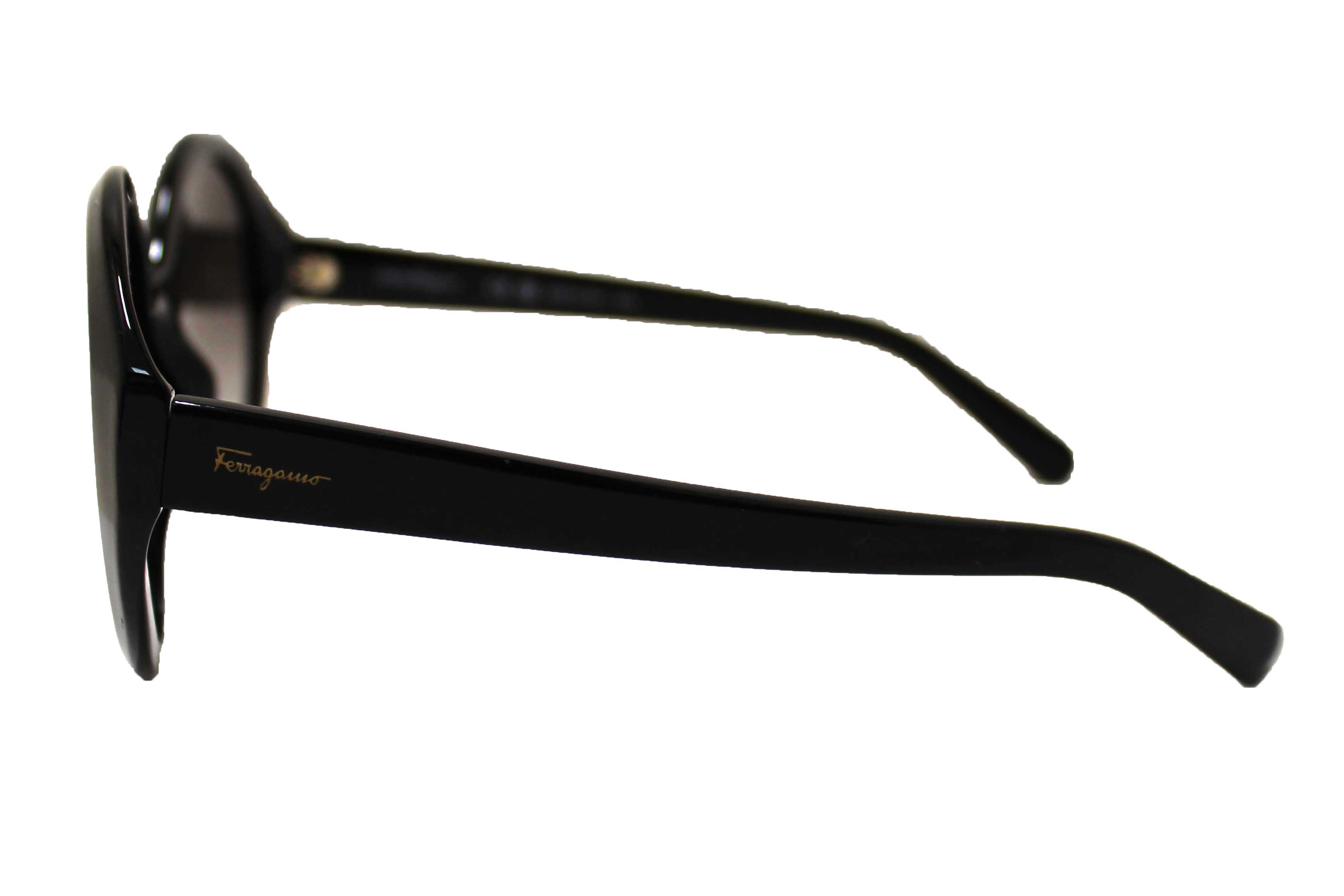 Authentic Salvatore Ferragamo Black Acetate Frame Round Sunglasses