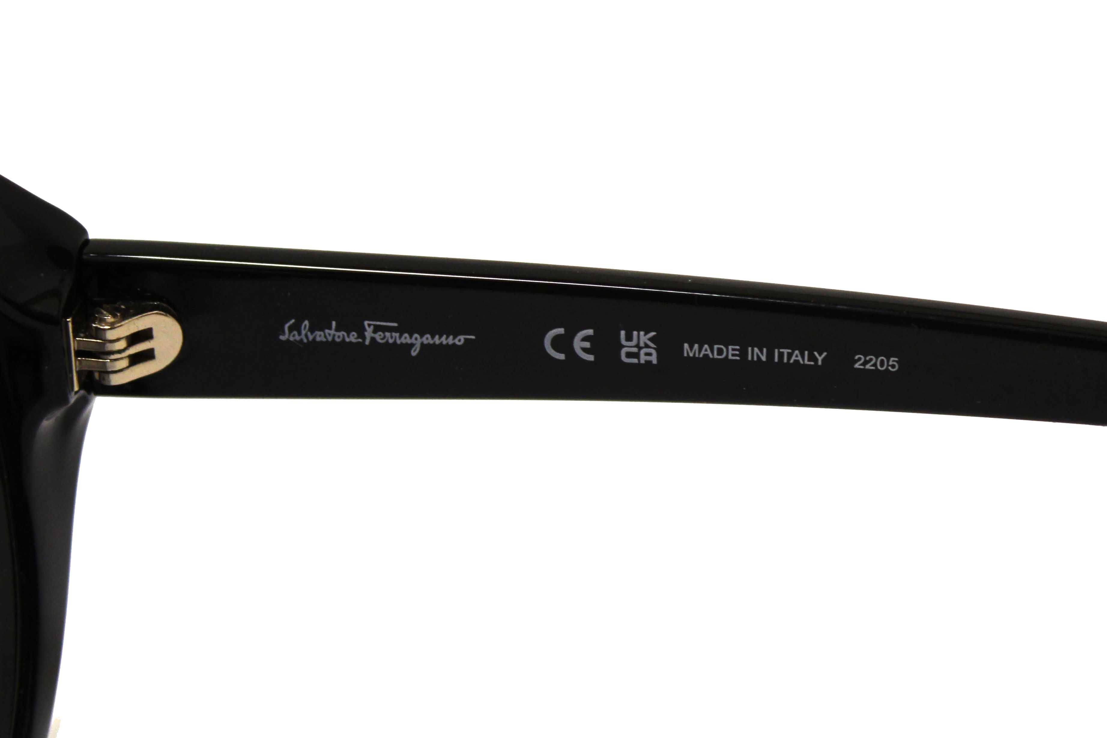 Authentic Salvatore Ferragamo Black Acetate Frame Round Sunglasses