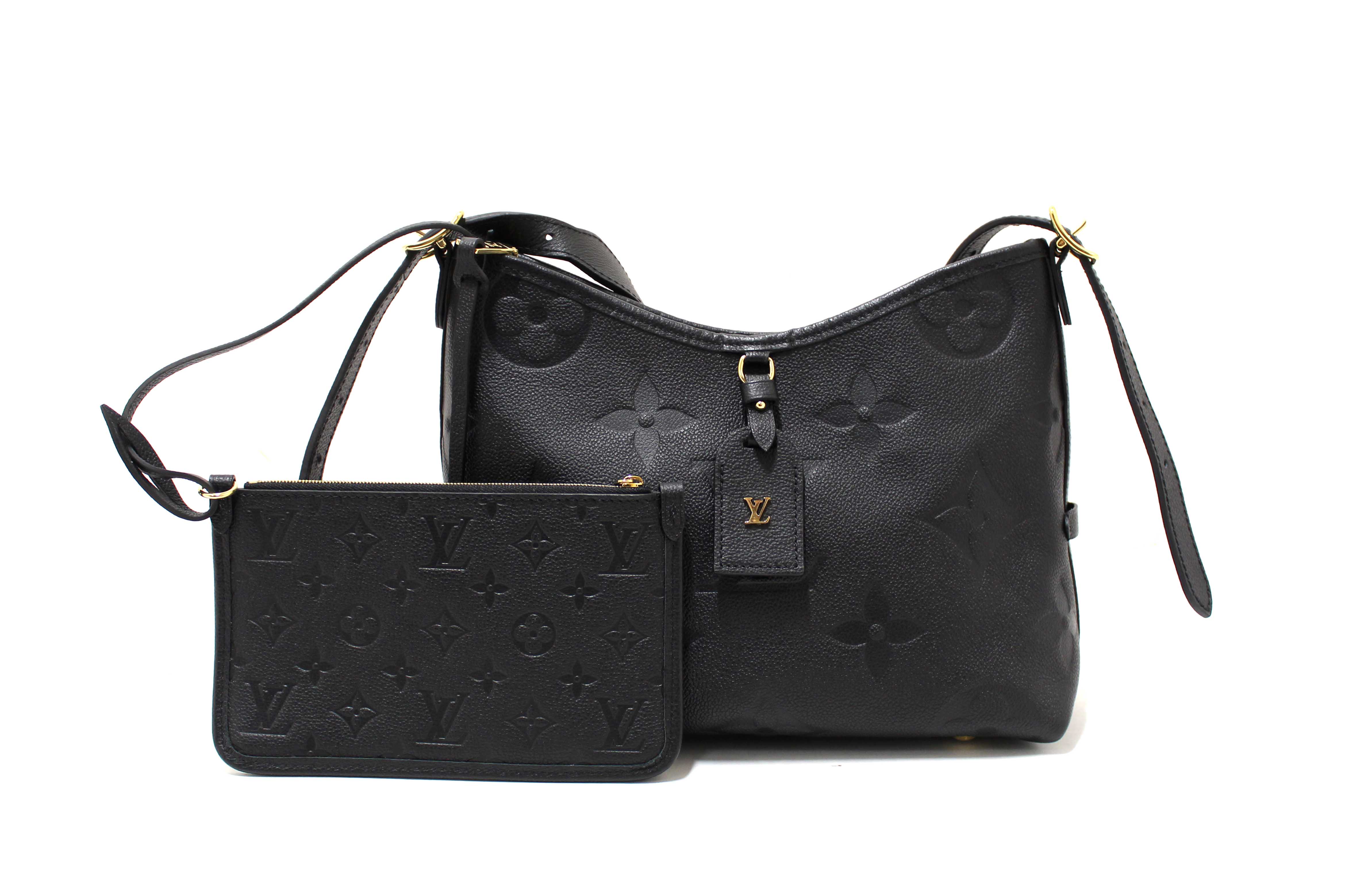Authentic Louis Vuitton Black Monogram Empreinte Leather CarryAll PM Bag