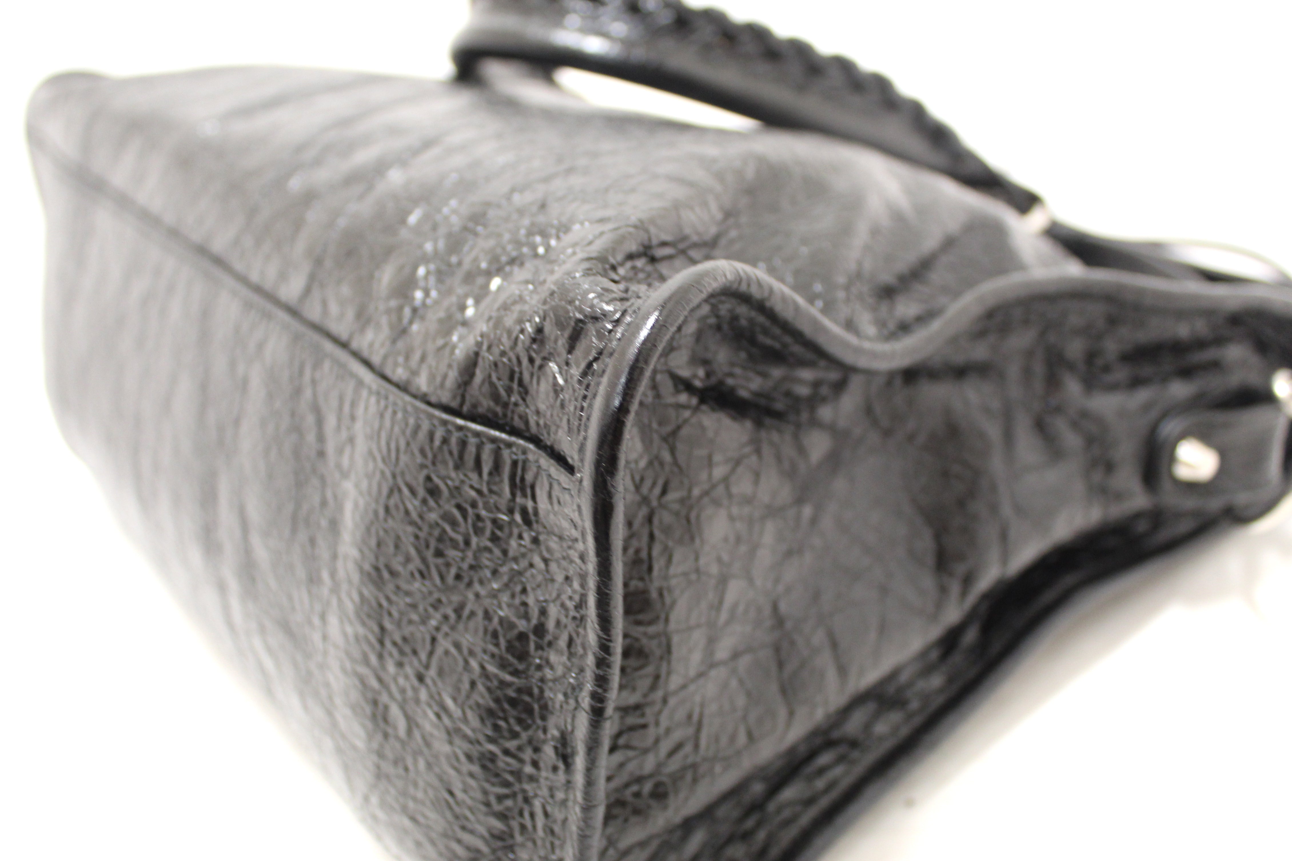 Authentic Balenciaga Black Classic Medium City Lambskin Leather Shoulder Bag
