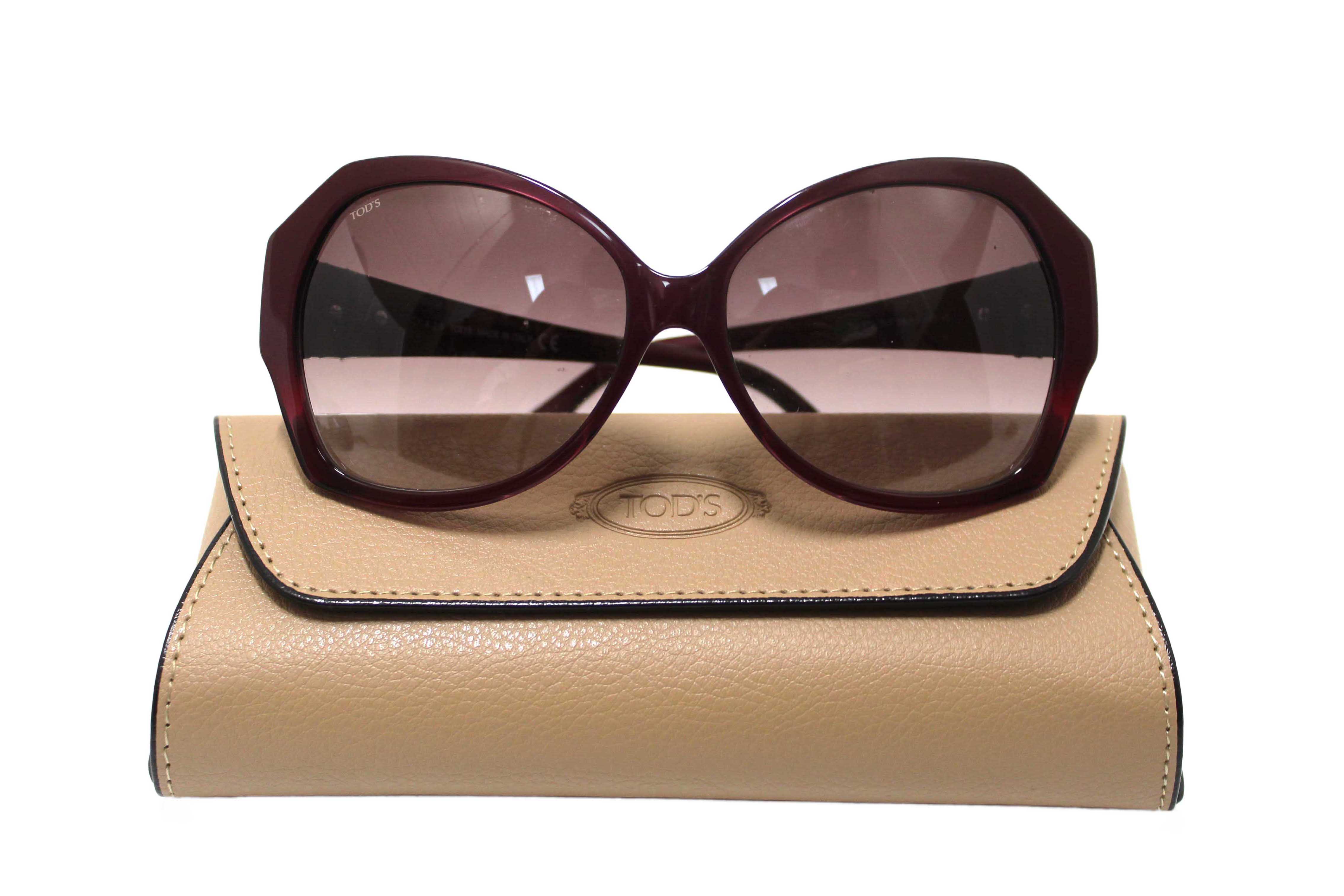 Authentic Tod's Burgandy Frame Oversized Sunglasses
