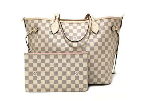 Authentic Louis Vuitton Damier Azur Braided Neverfull MM Shoulder Tote