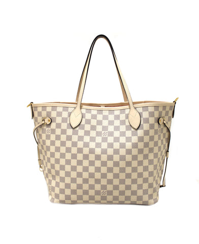 Authentic Louis Vuitton Damier Azur Braided Neverfull MM Shoulder Tote