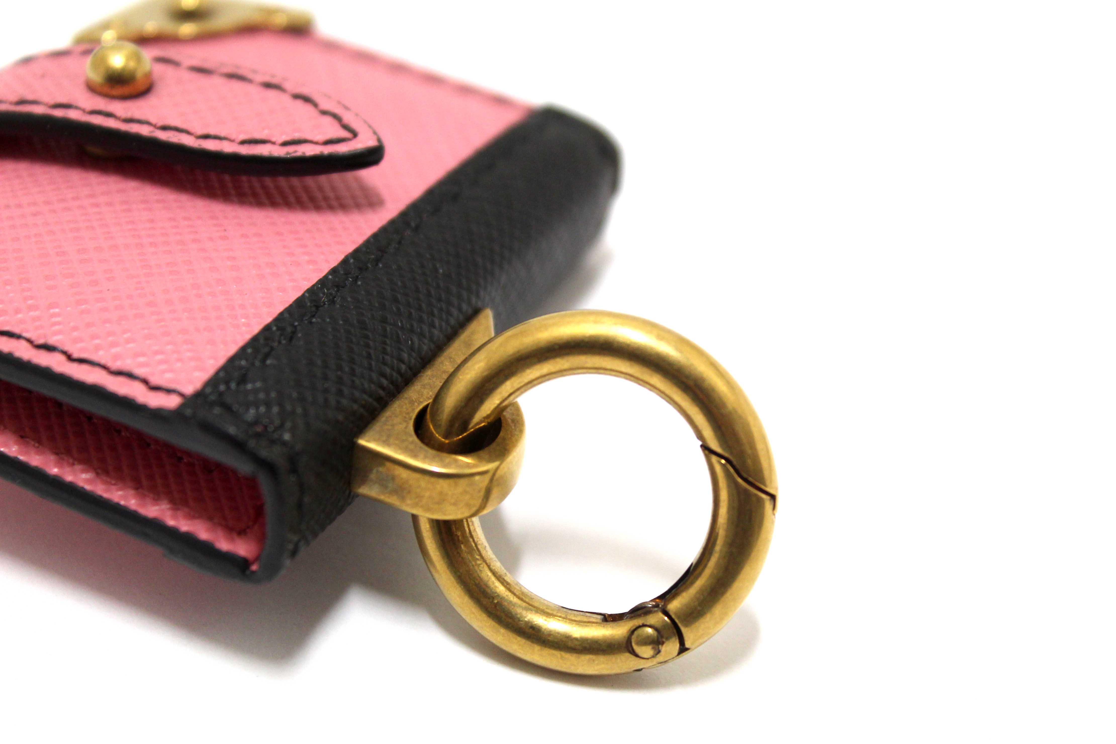 Authentic Prada Pink Leather Cahier Book Charm Key Ring