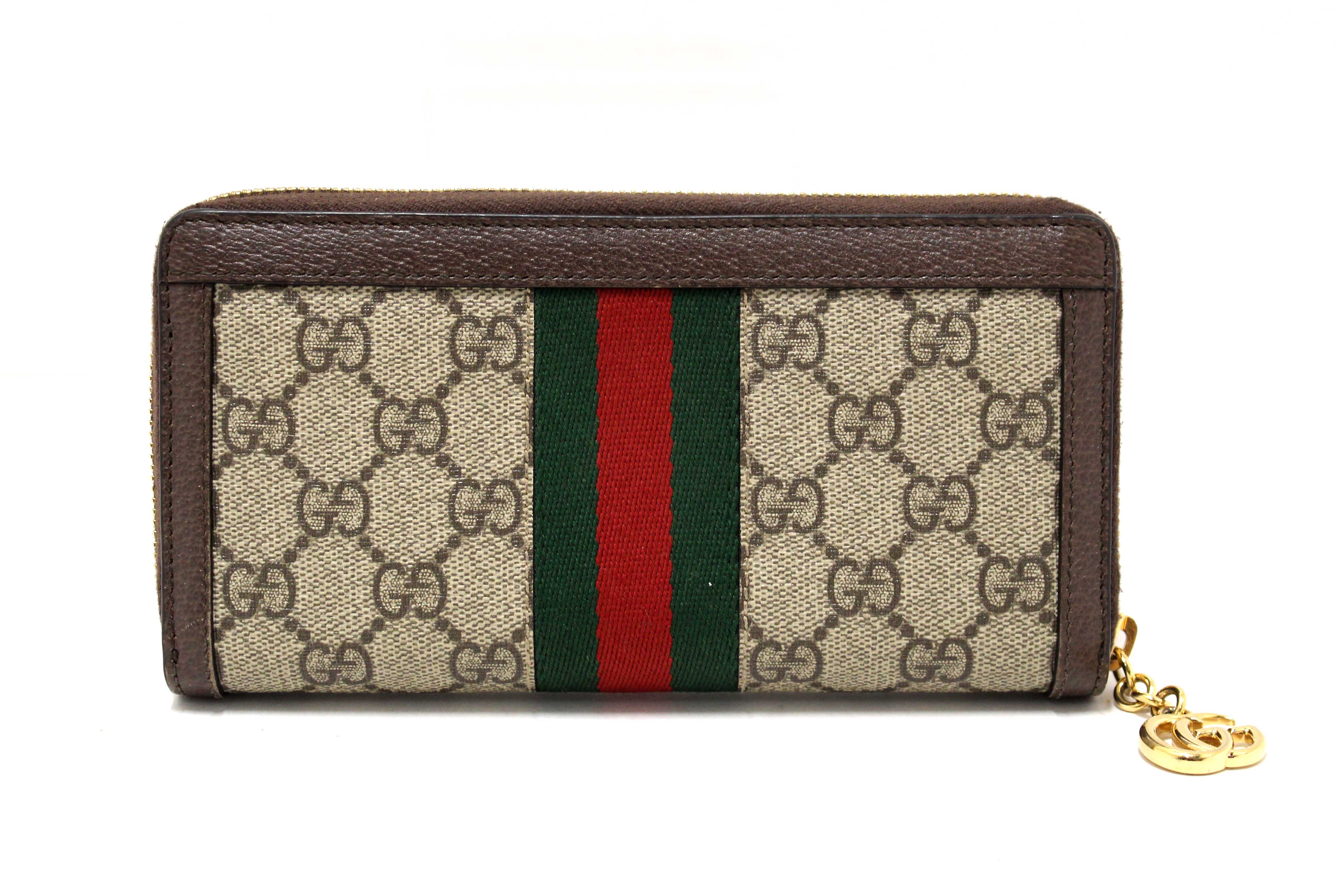 Authentic Gucci GG Supreme Ophidia Zip Around Wallet 523154
