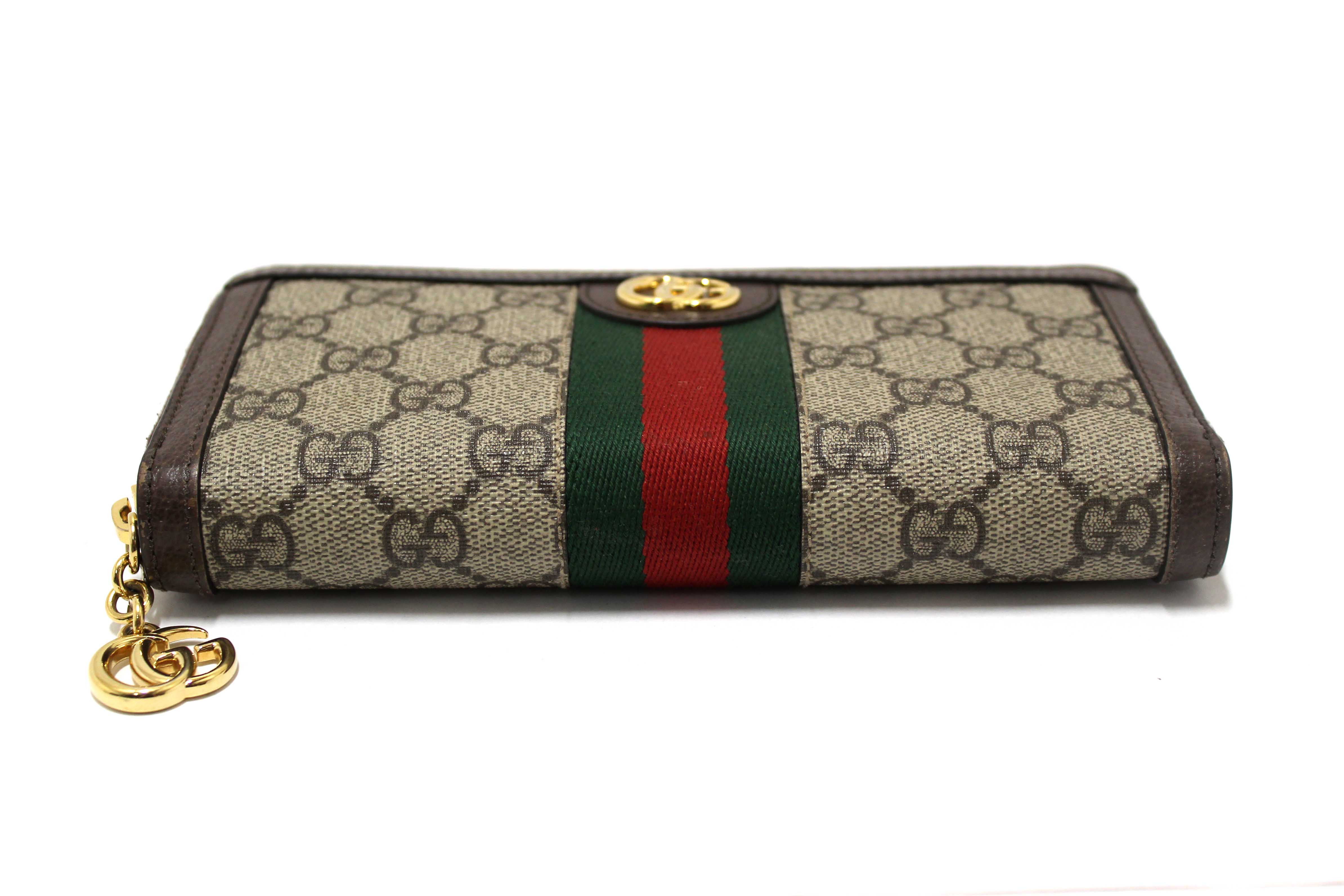 Authentic Gucci GG Supreme Ophidia Zip Around Wallet 523154