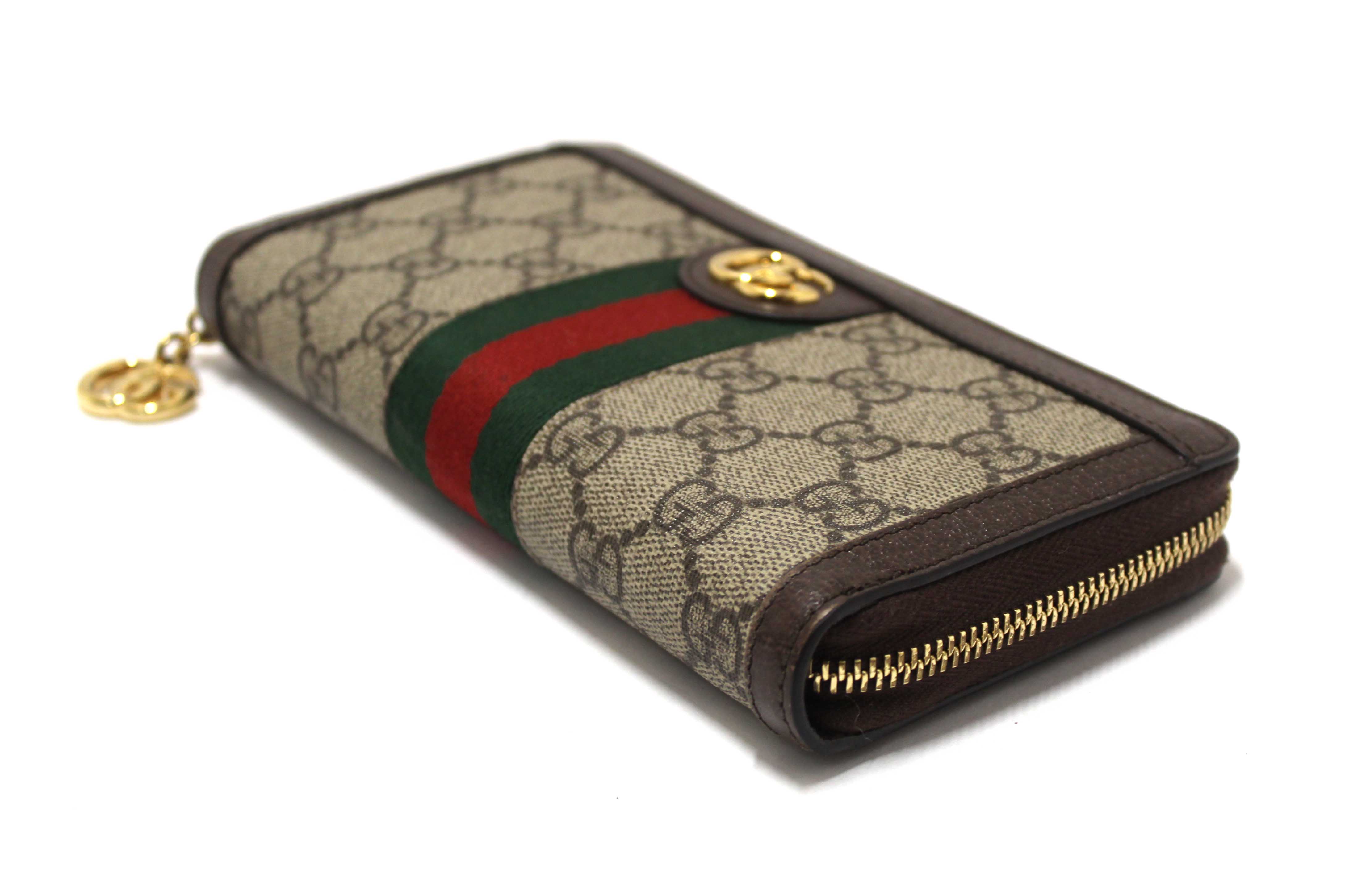 Authentic Gucci GG Supreme Ophidia Zip Around Wallet 523154