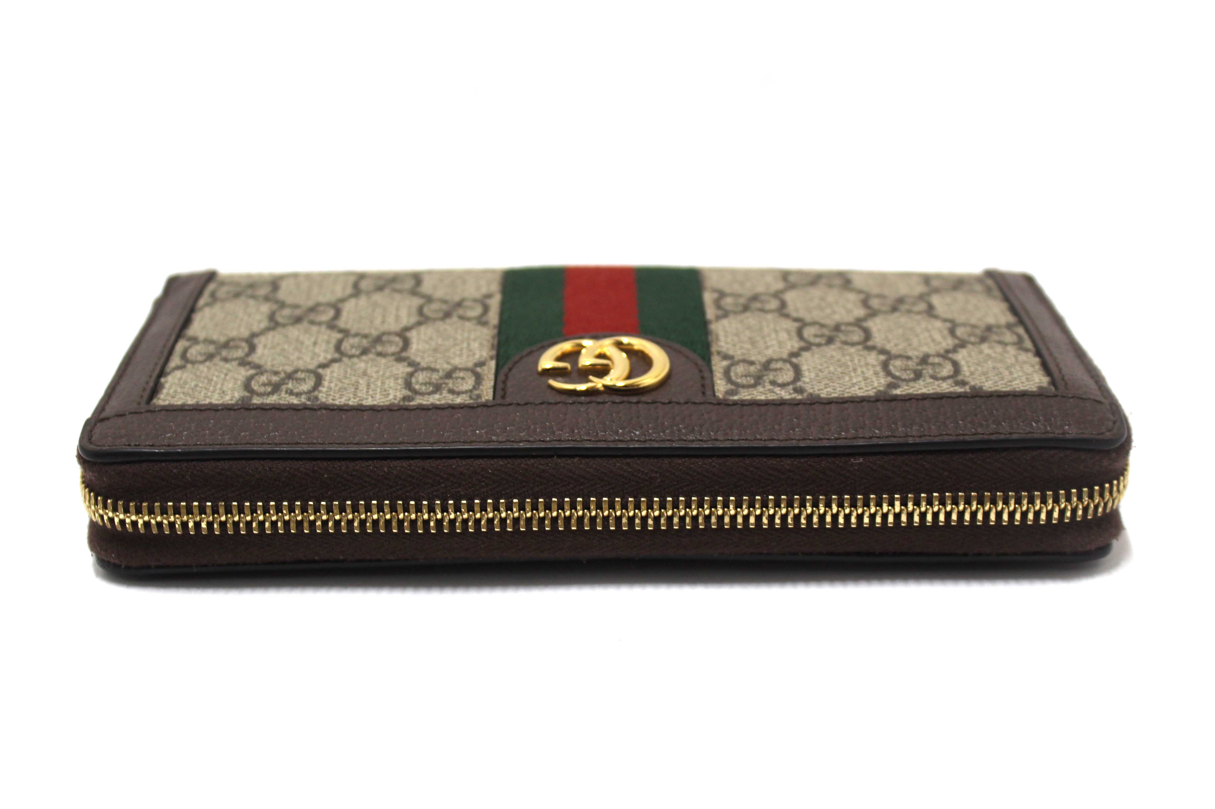 Authentic Gucci GG Supreme Ophidia Zip Around Wallet 523154