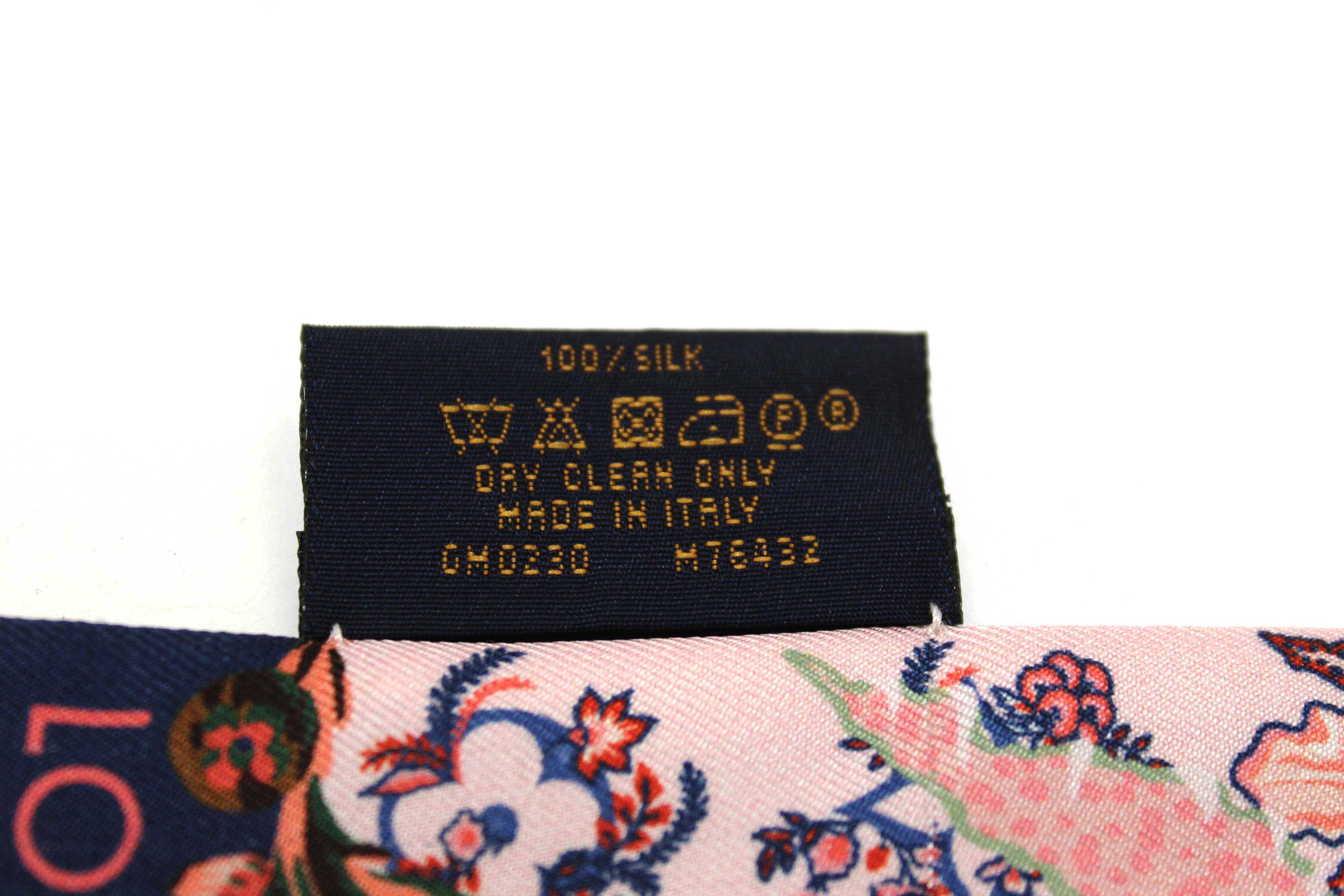 Authentic Louis Vuitton Silk Blue/Pink Monogram Rendezvous Bandeau Scarf
