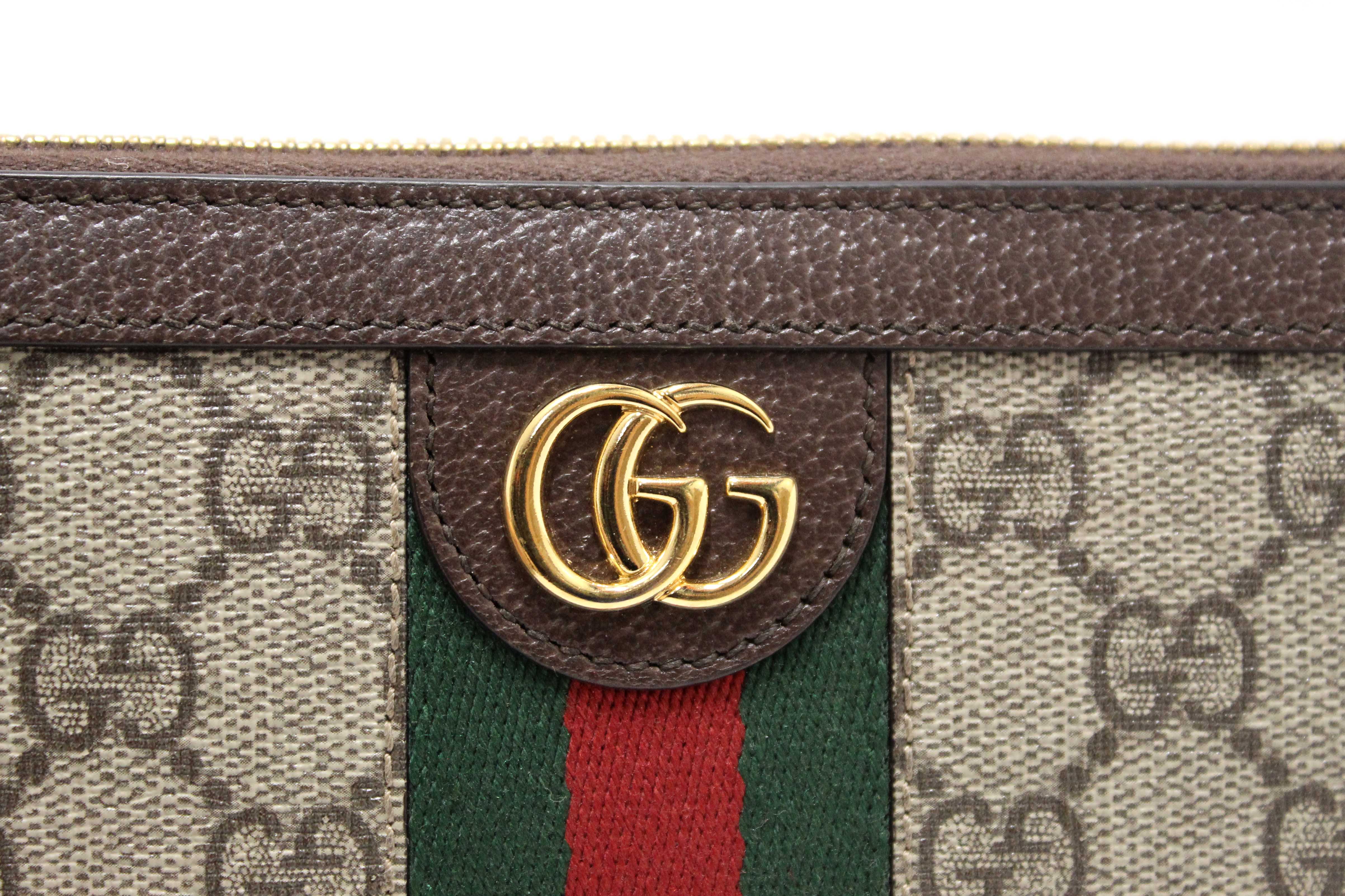 Authentic Gucci GG Supreme Ophidia Zip Around Wallet 523154