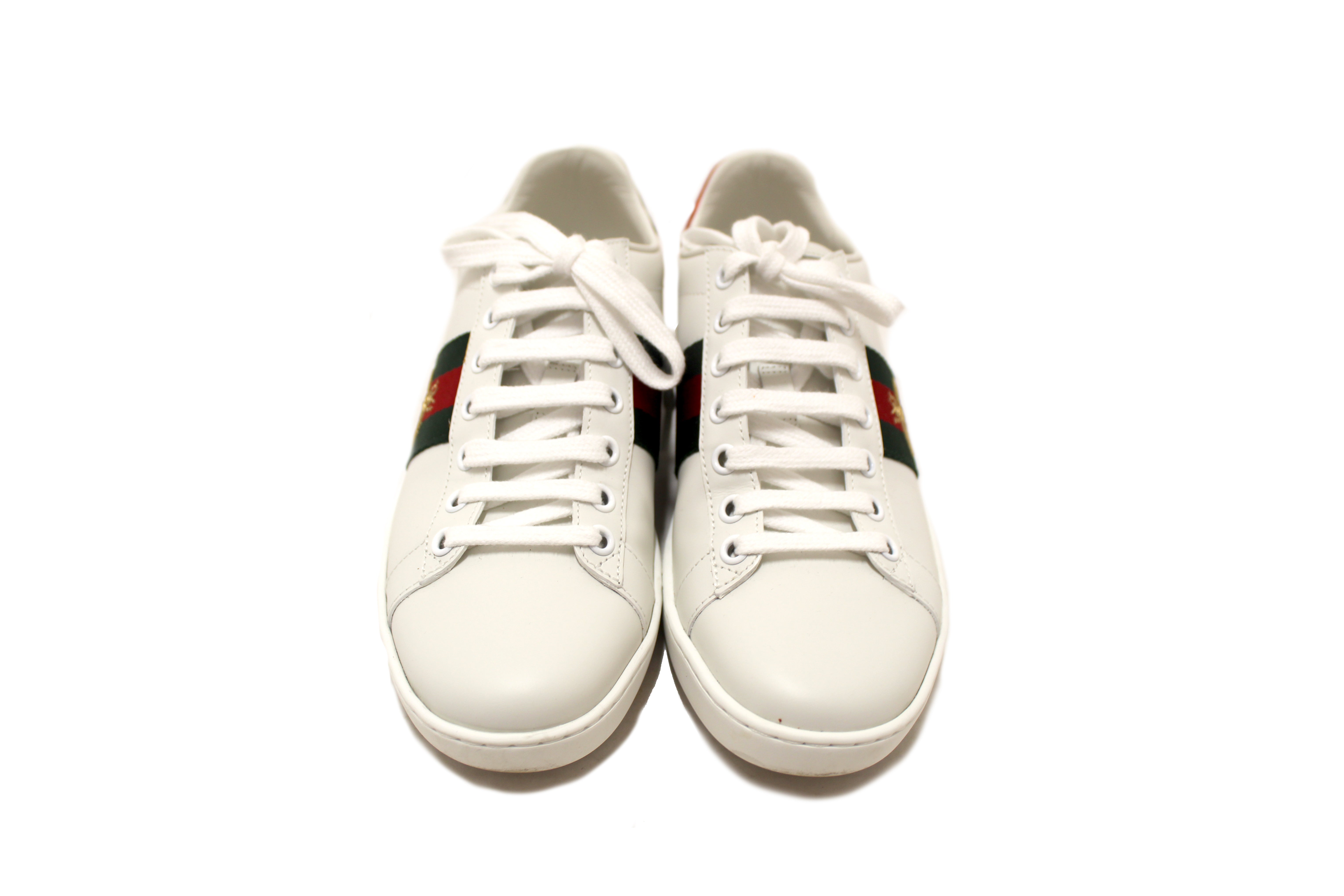 Authentic Gucci White Butterfly Ace Web Sneakers Shoes Size 36