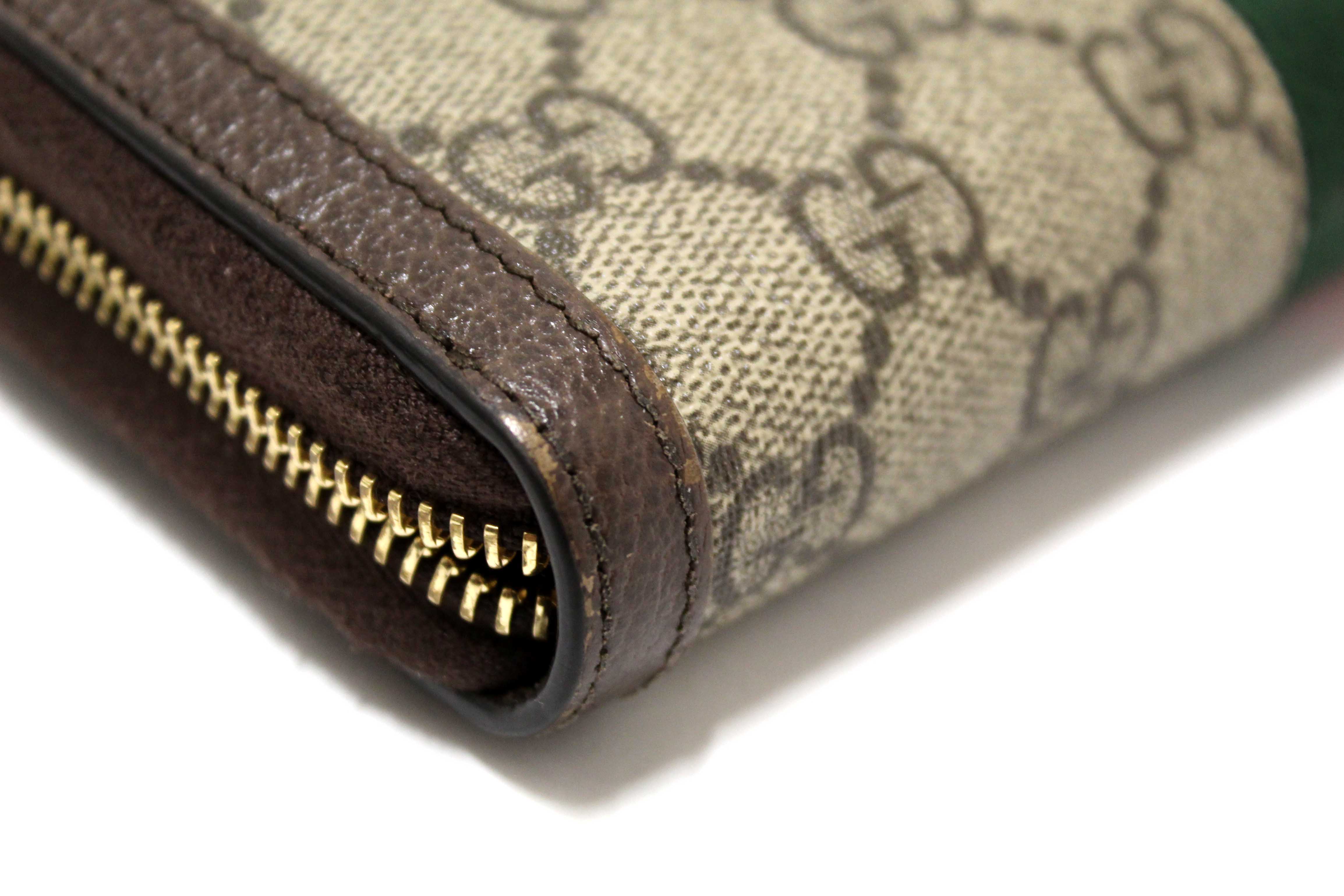 Authentic Gucci GG Supreme Ophidia Zip Around Wallet 523154