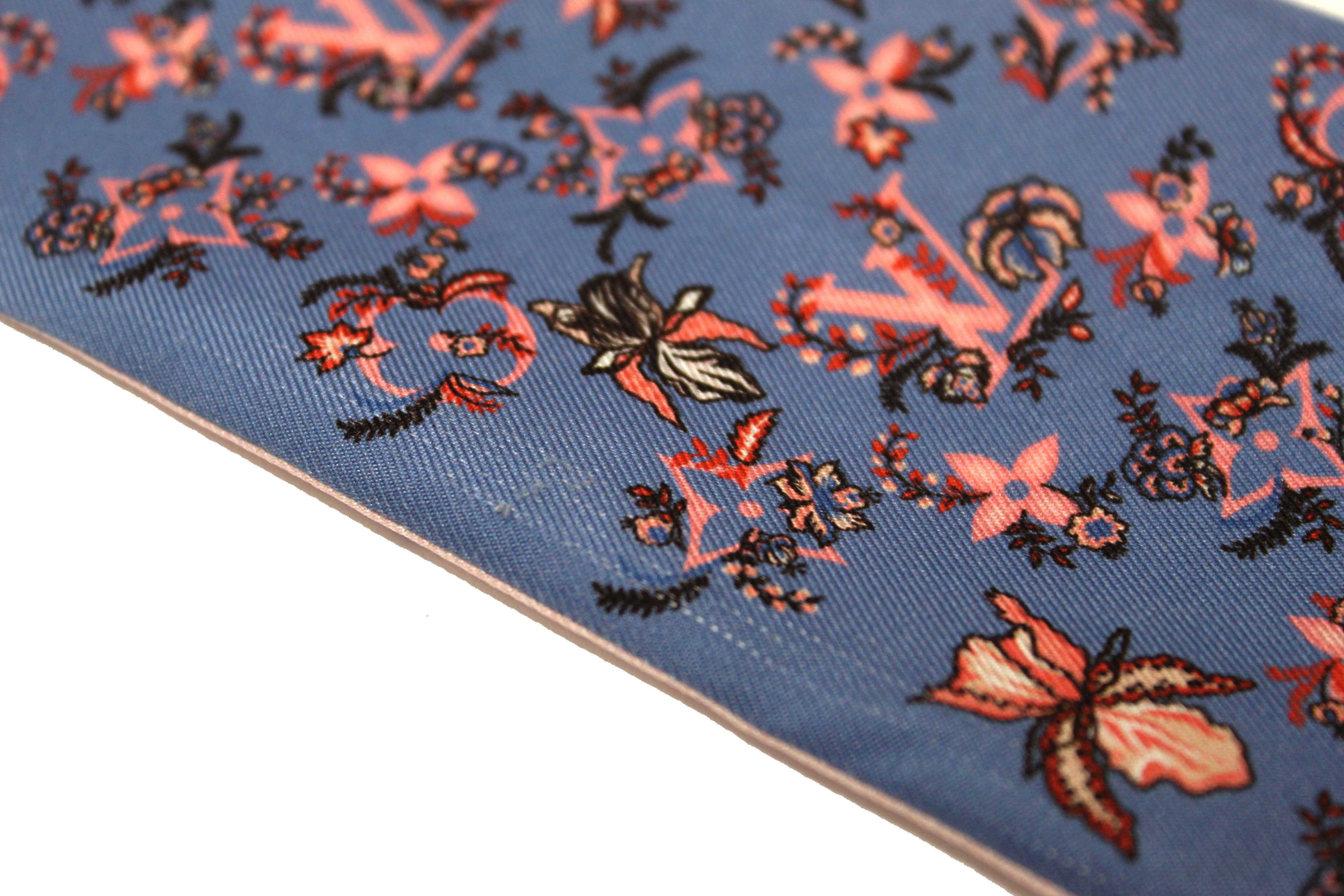 Authentic Louis Vuitton Silk Blue/Pink Monogram Rendezvous Bandeau Scarf