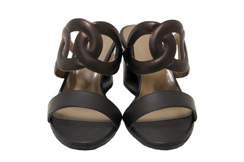 Authentic Hermes Chocolate Brown Nappa Leather Bikini Sandal Size 35