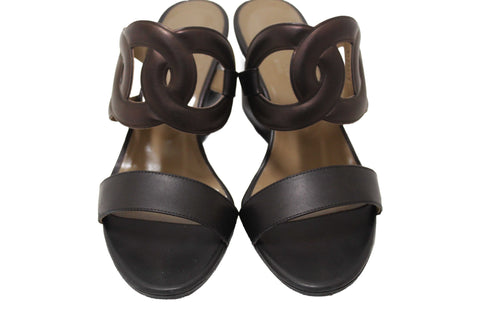 Authentic Hermes Chocolate Brown Nappa Leather Bikini Sandal Size 35