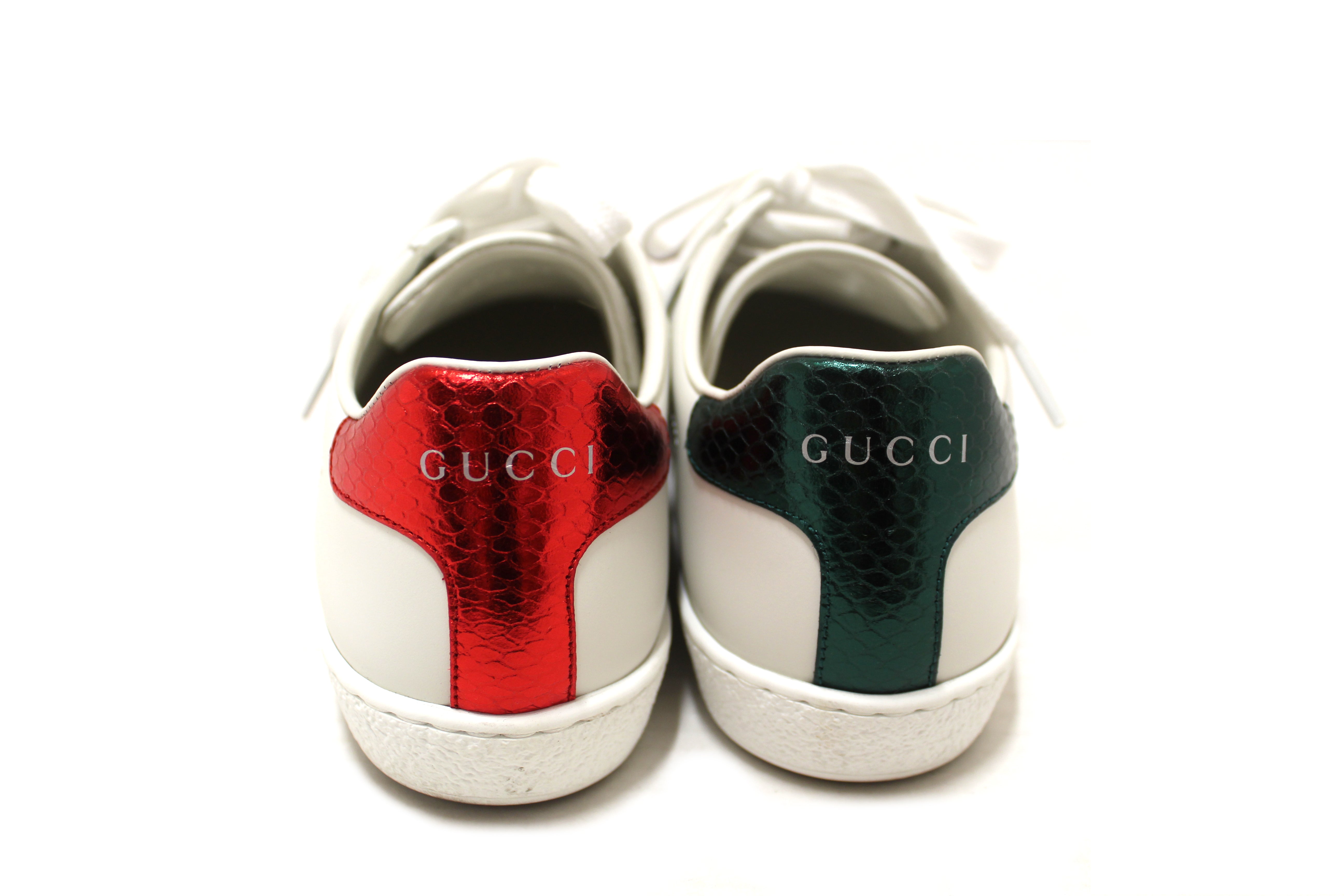 Authentic Gucci White Butterfly Ace Web Sneakers Shoes Size 36