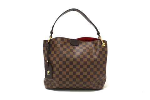 Authentic Louis Vuitton Damier Ebene Canvas Graceful PM Tote Shoulder Bag