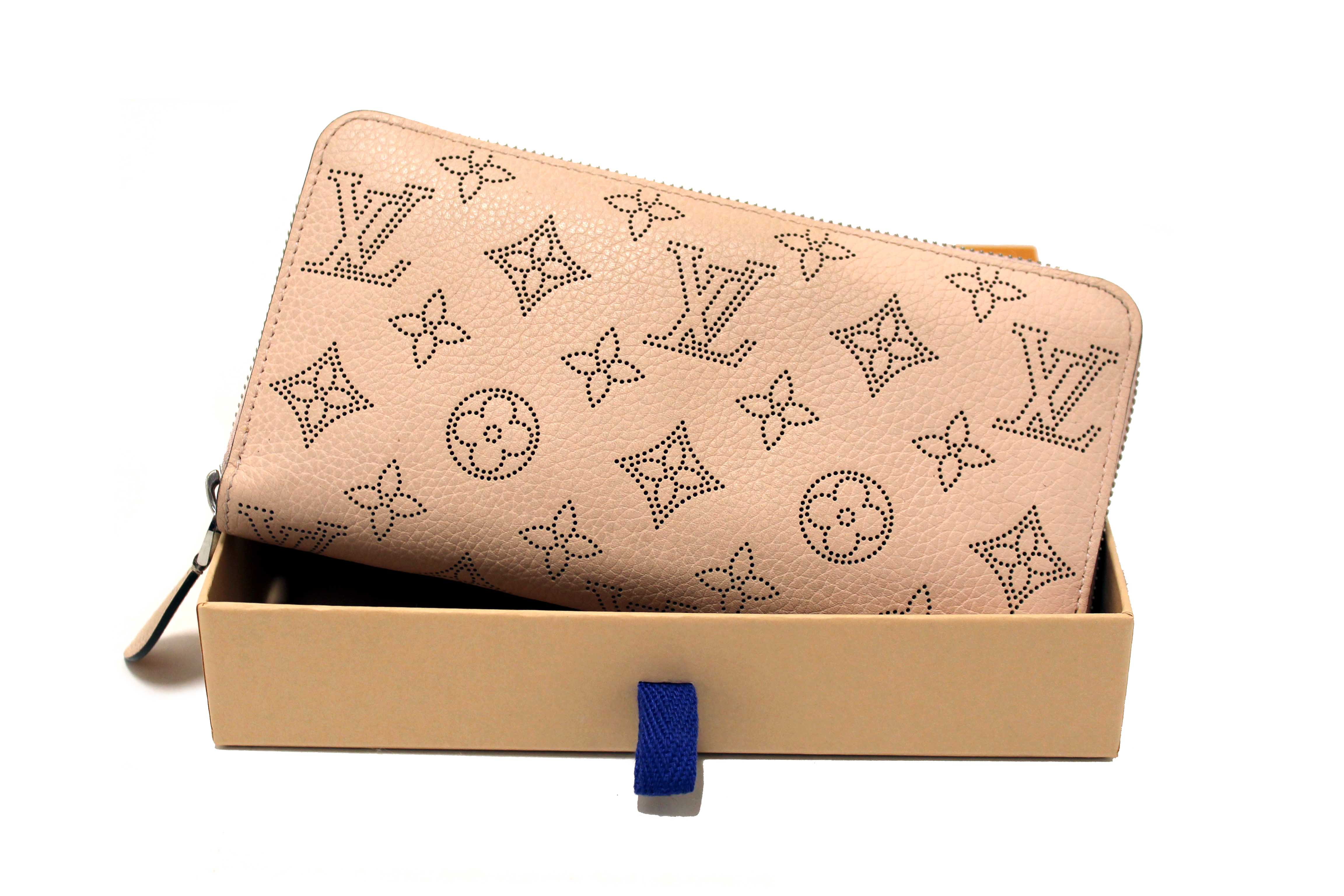 Authentic Louis Vuitton Pink Mahina Leather Zippy Wallet