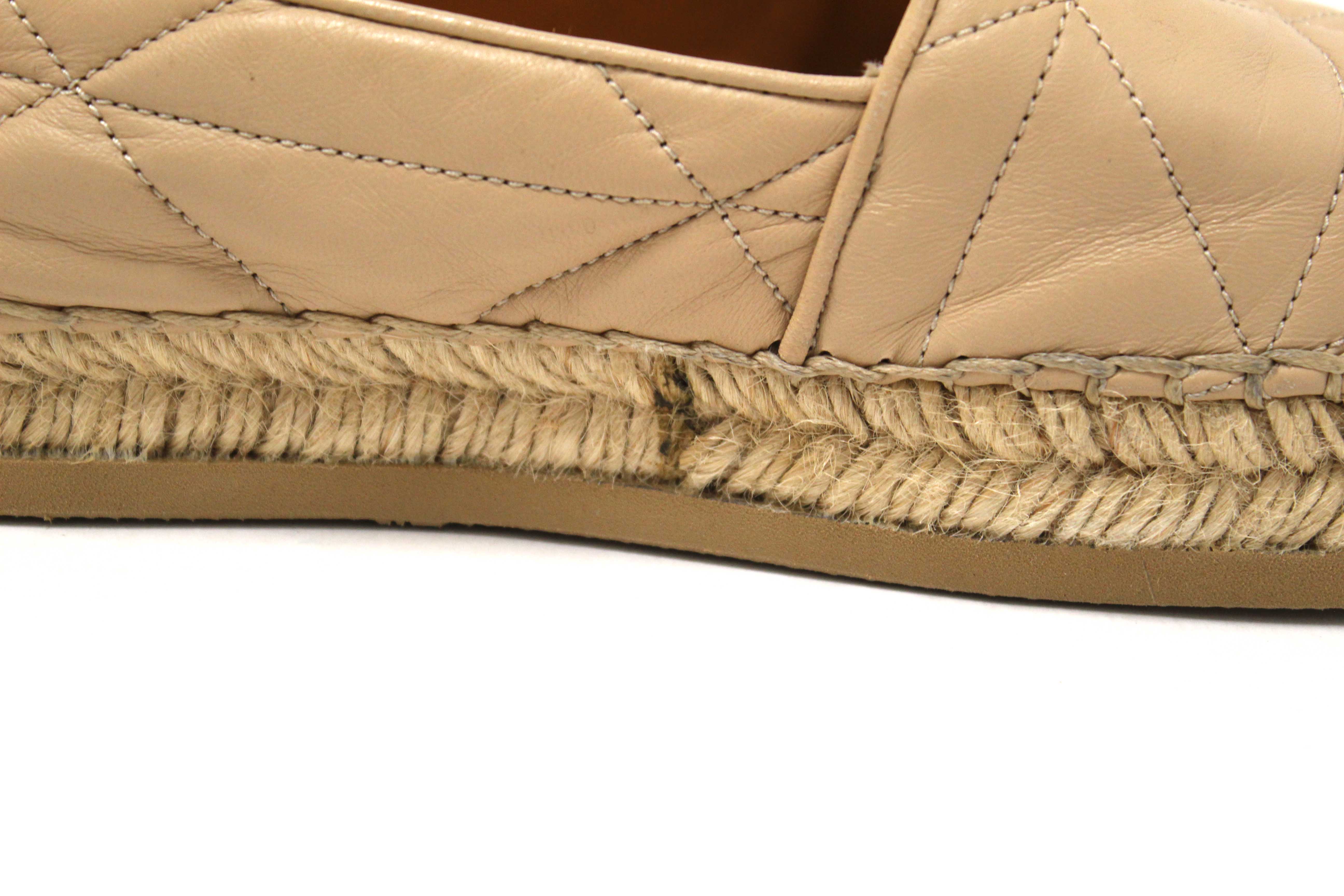 Authentic Prada Camel Nappa Leather Espadrilles Shoes Size 37.5