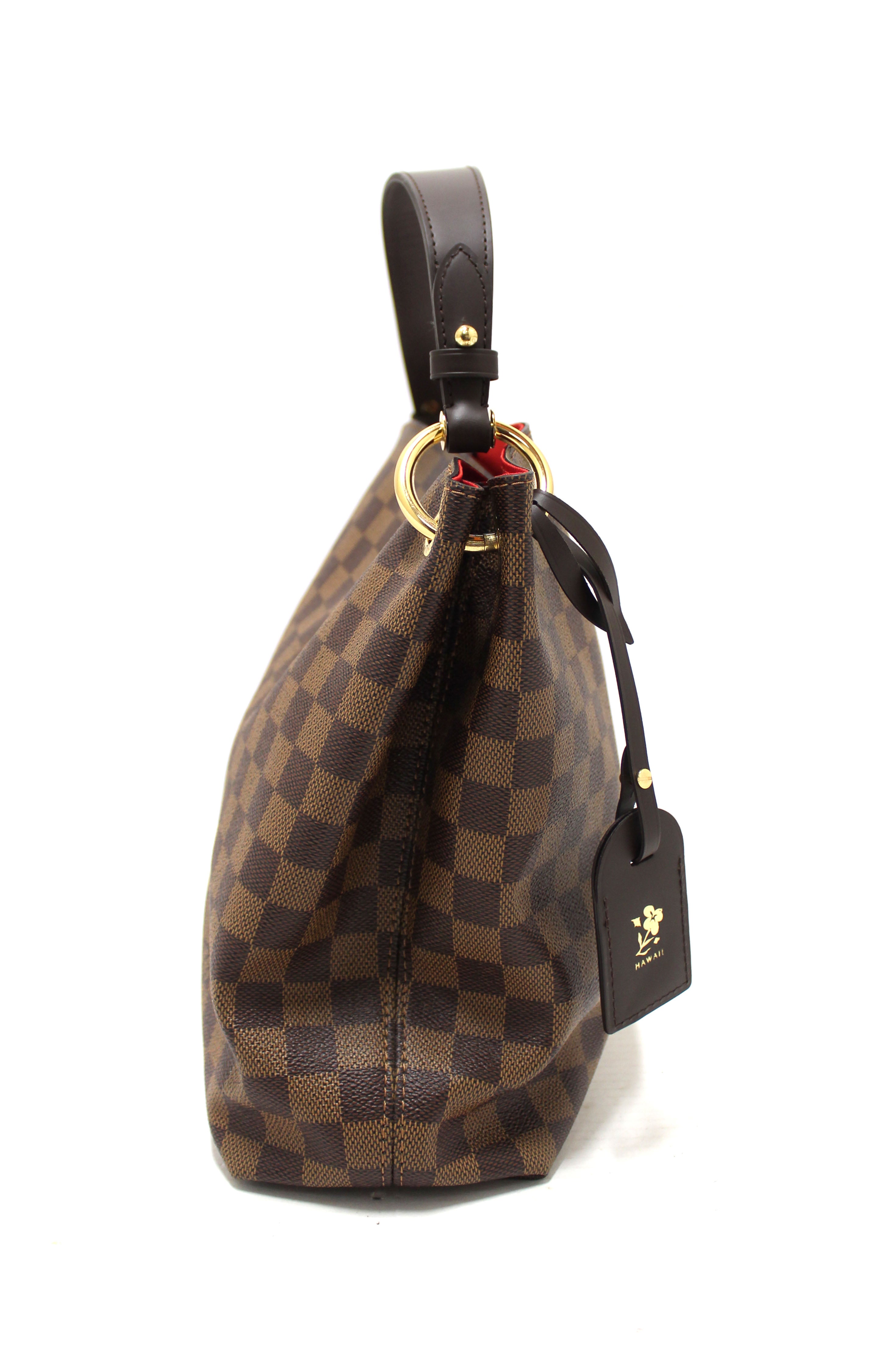 Authentic Louis Vuitton Damier Ebene Canvas Graceful PM Tote Shoulder Bag