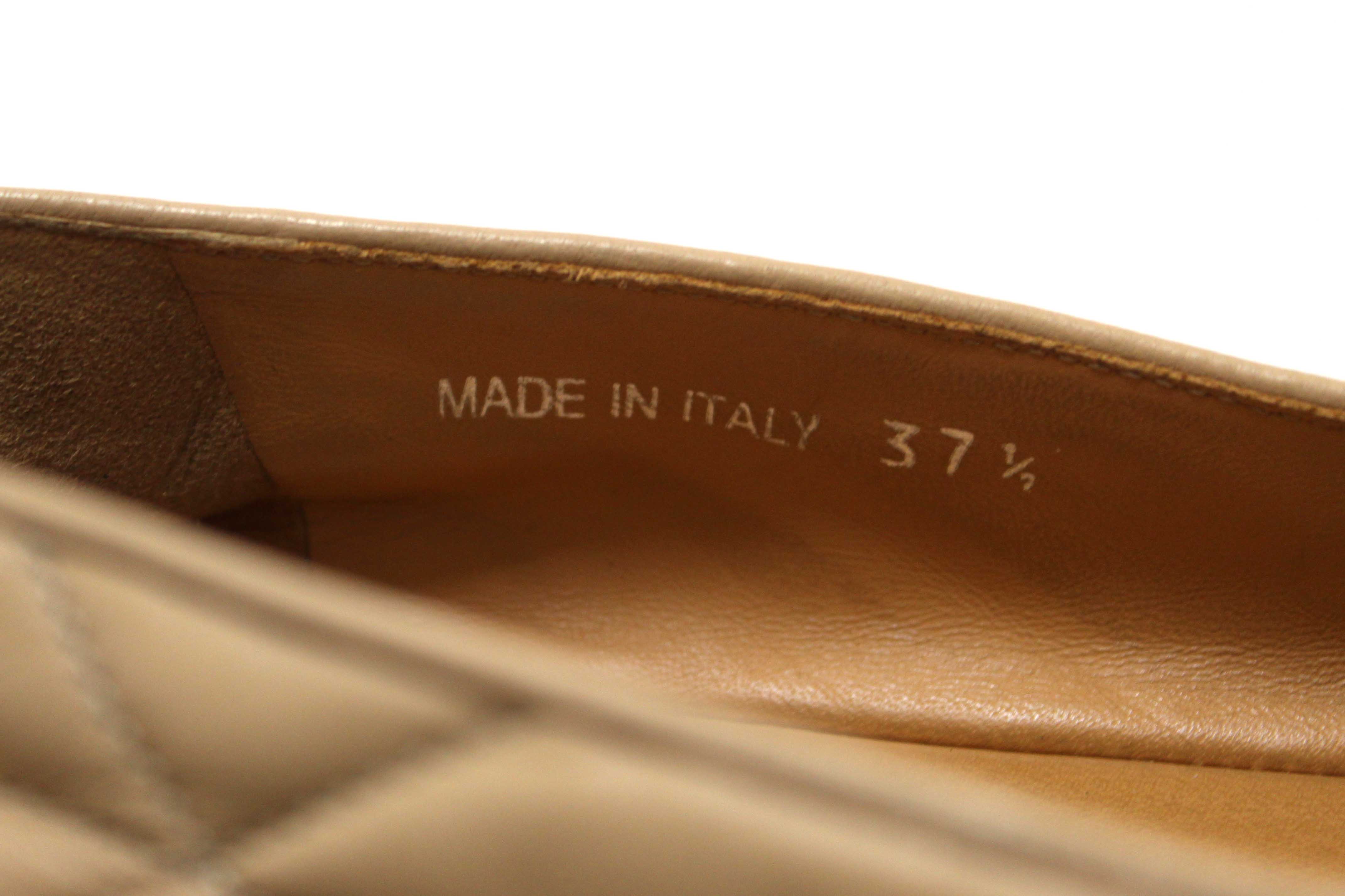 Authentic Prada Camel Nappa Leather Espadrilles Shoes Size 37.5
