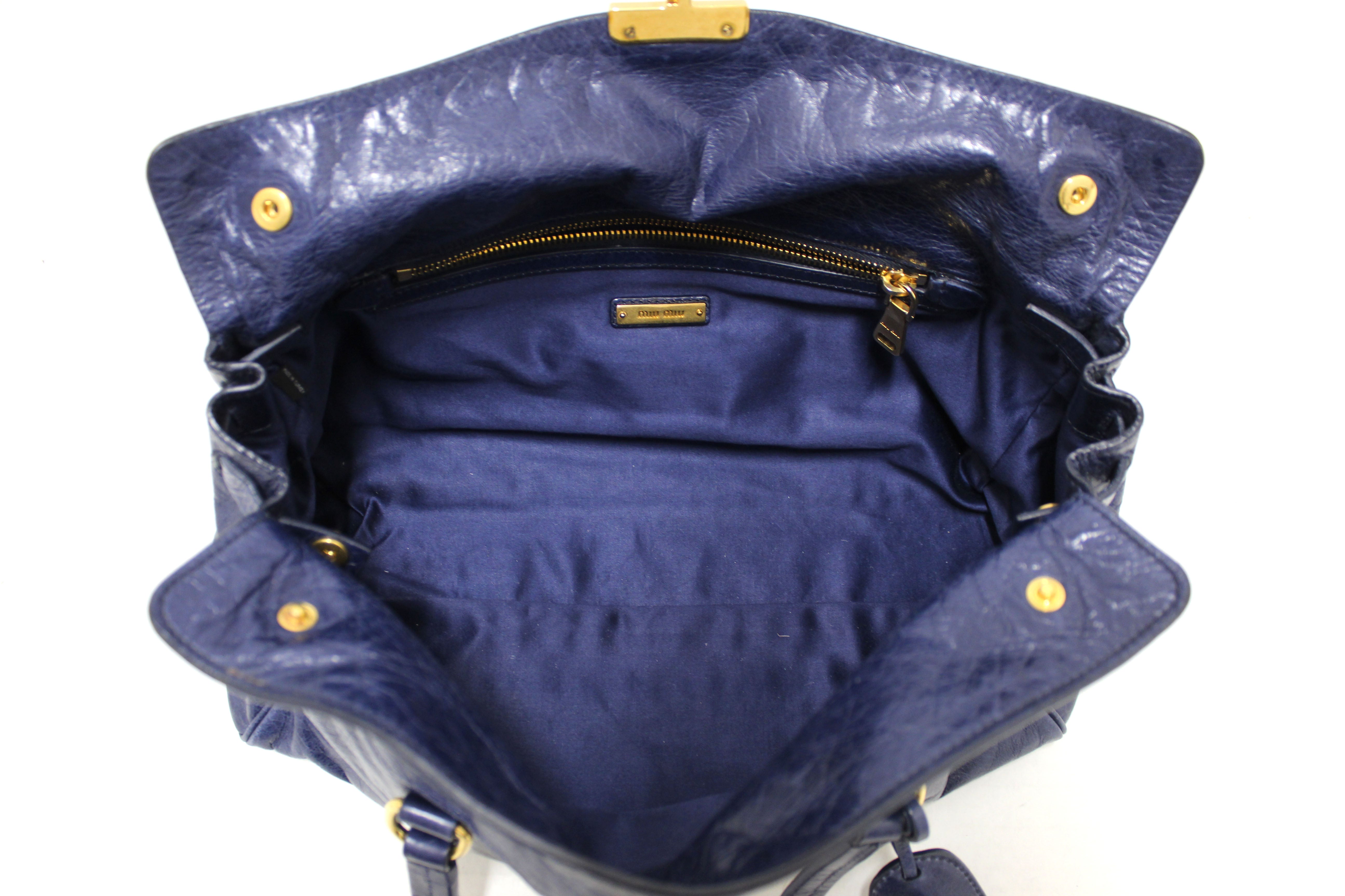 Miu Miu Vintage - Leather Handbag Bag - Black - Leather Handbag