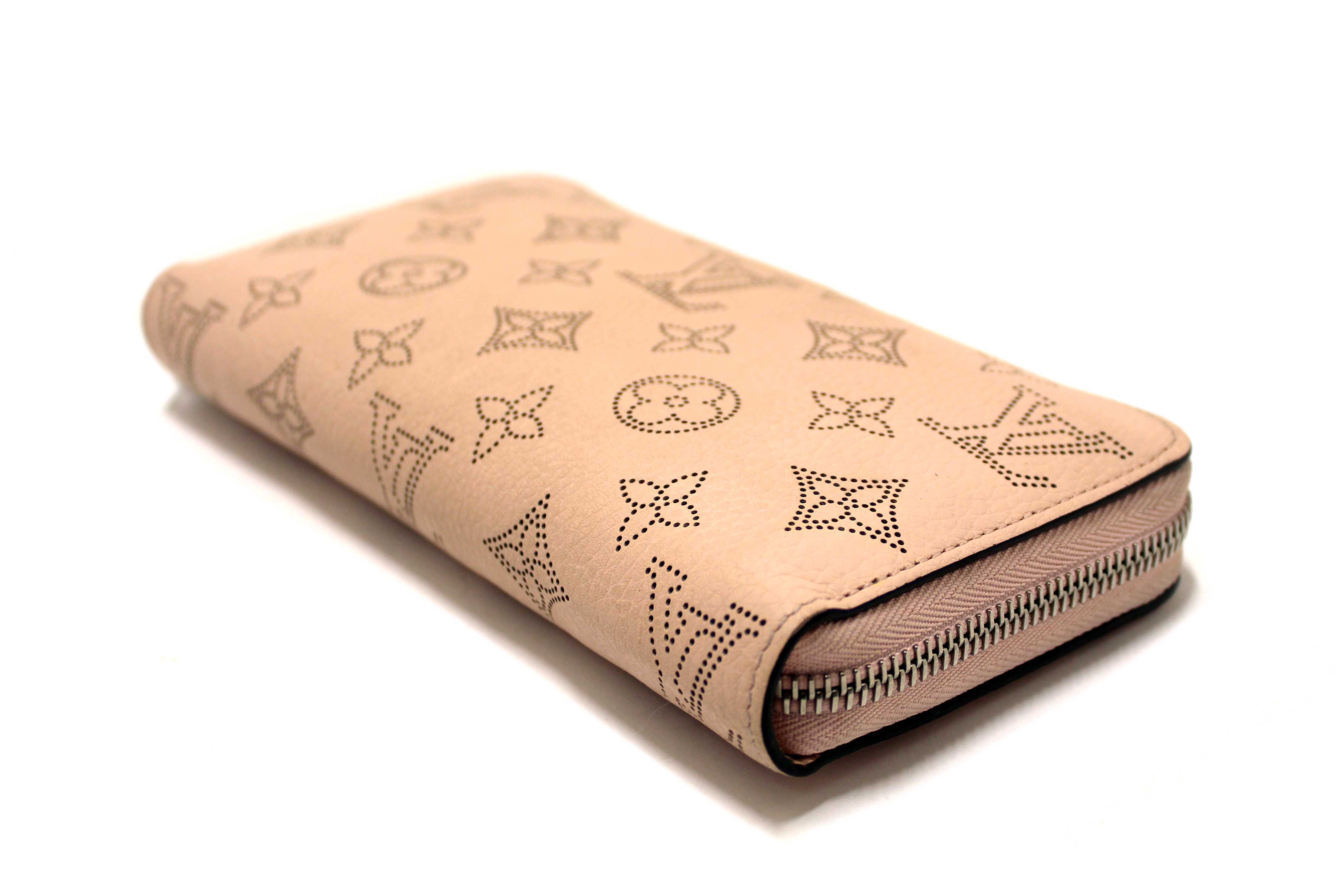 Authentic Louis Vuitton Pink Mahina Leather Zippy Wallet
