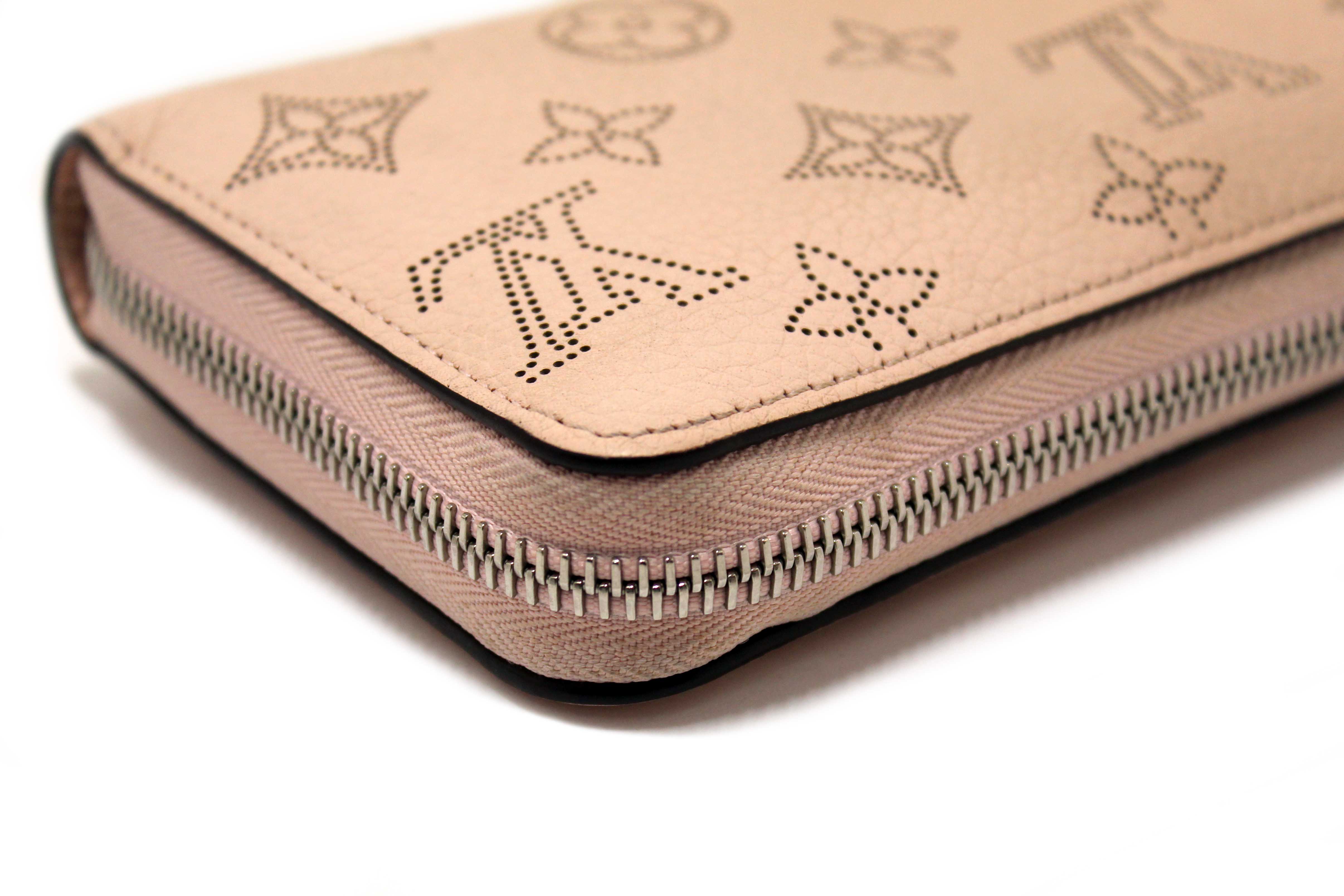 Authentic Louis Vuitton Pink Mahina Leather Zippy Wallet