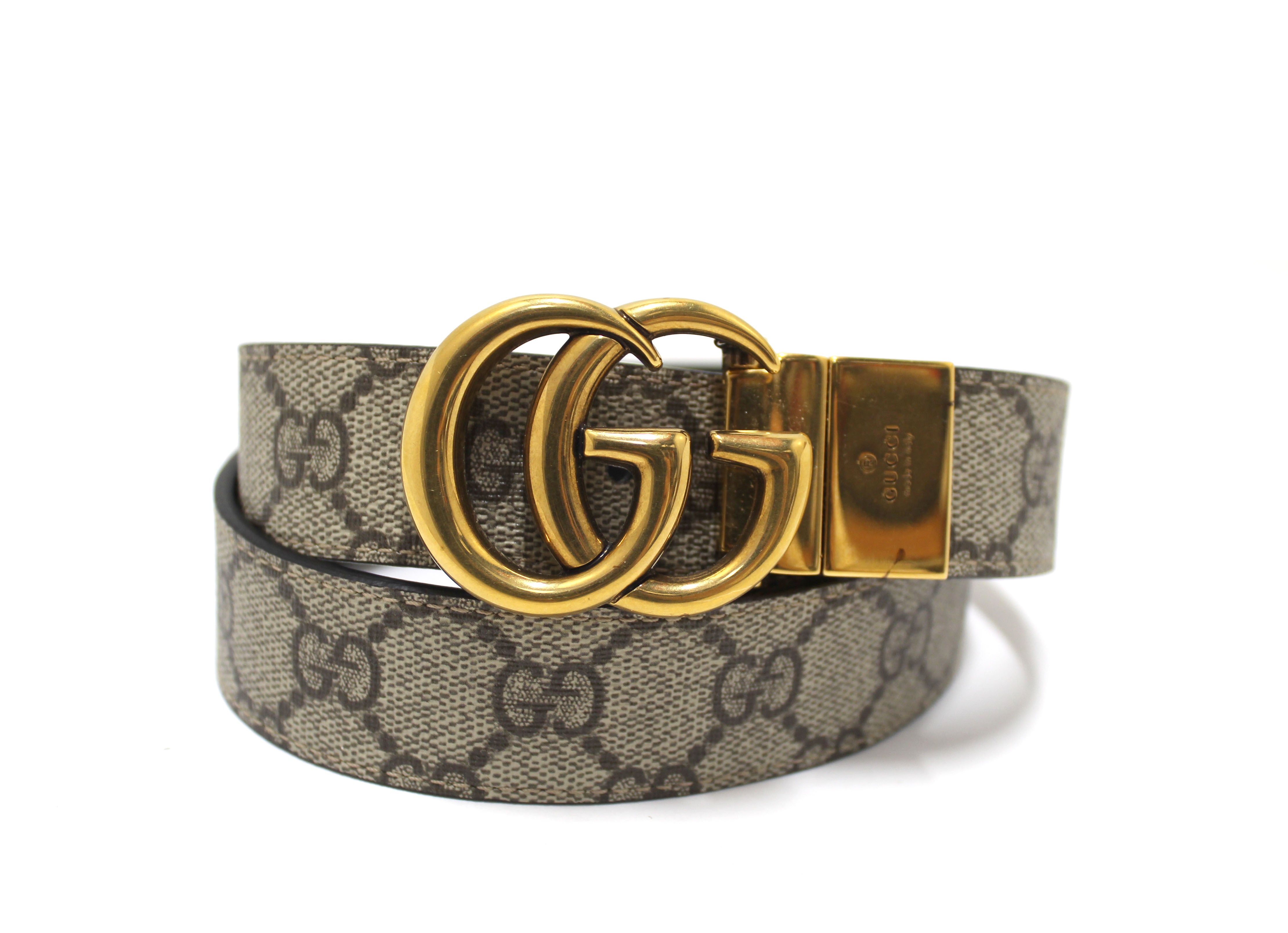 Authentic Gucci GG Supreme Marmont Reversible Belt Size 80