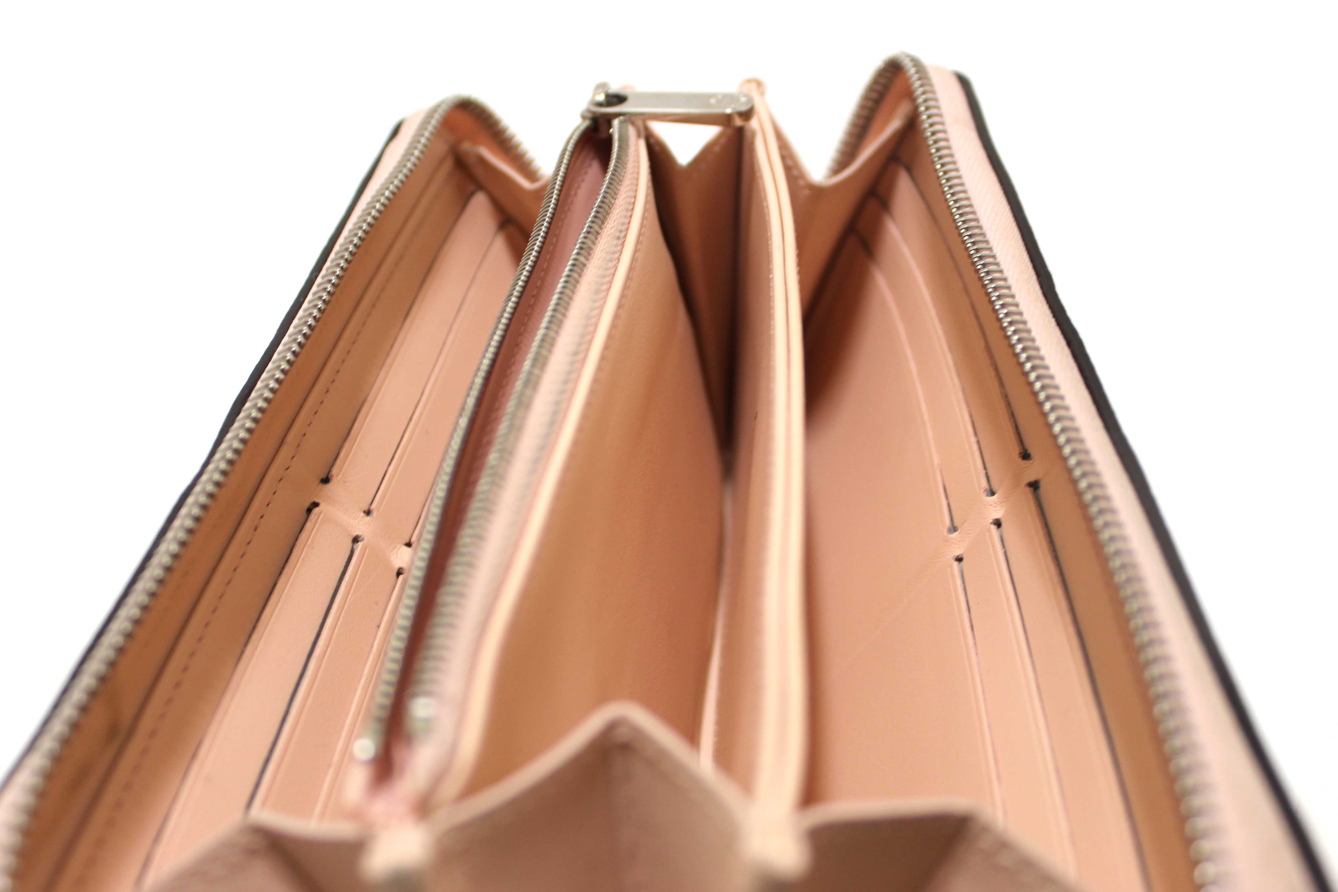 Authentic Louis Vuitton Pink Mahina Leather Zippy Wallet