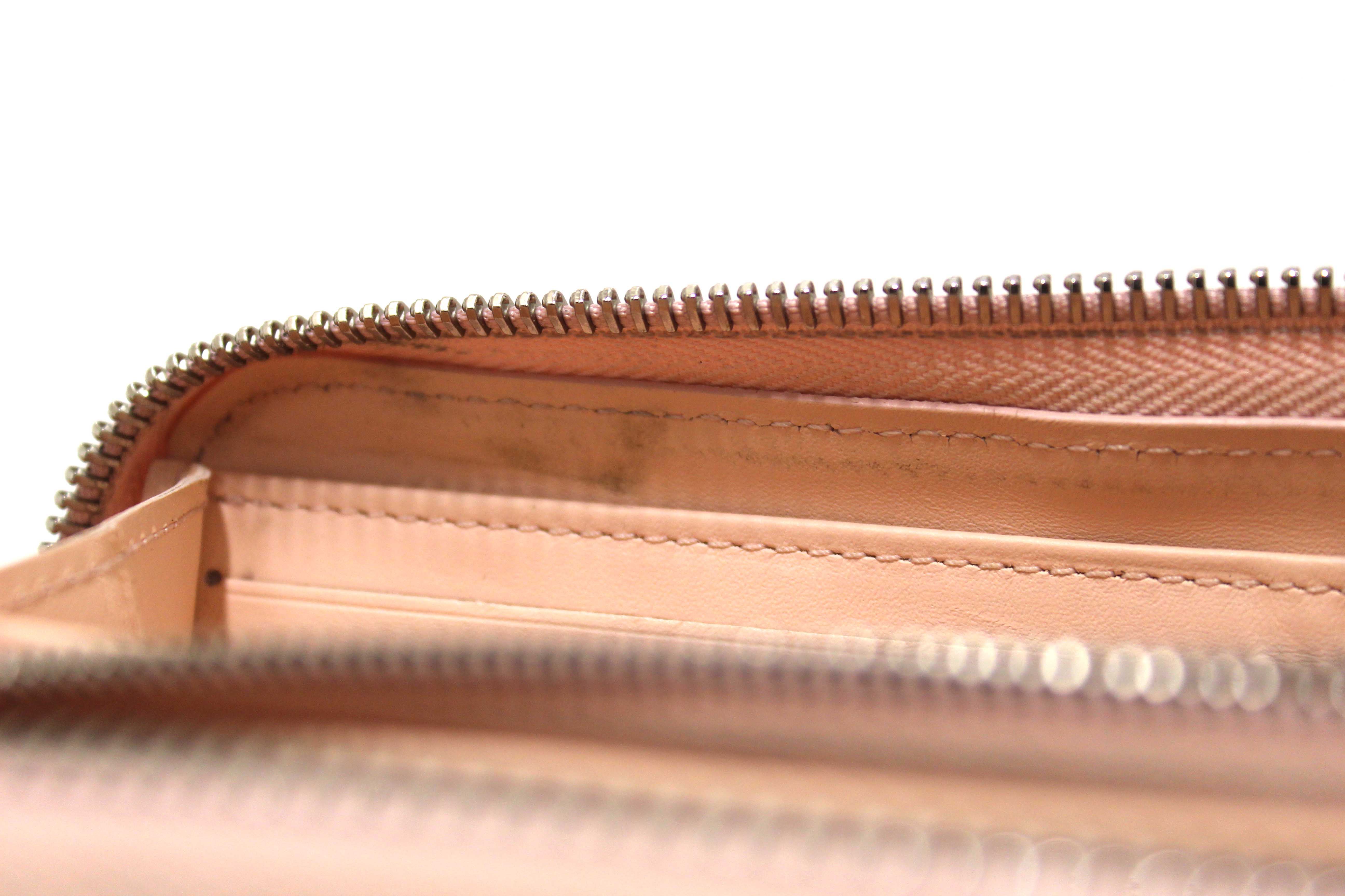 Authentic Louis Vuitton Pink Mahina Leather Zippy Wallet