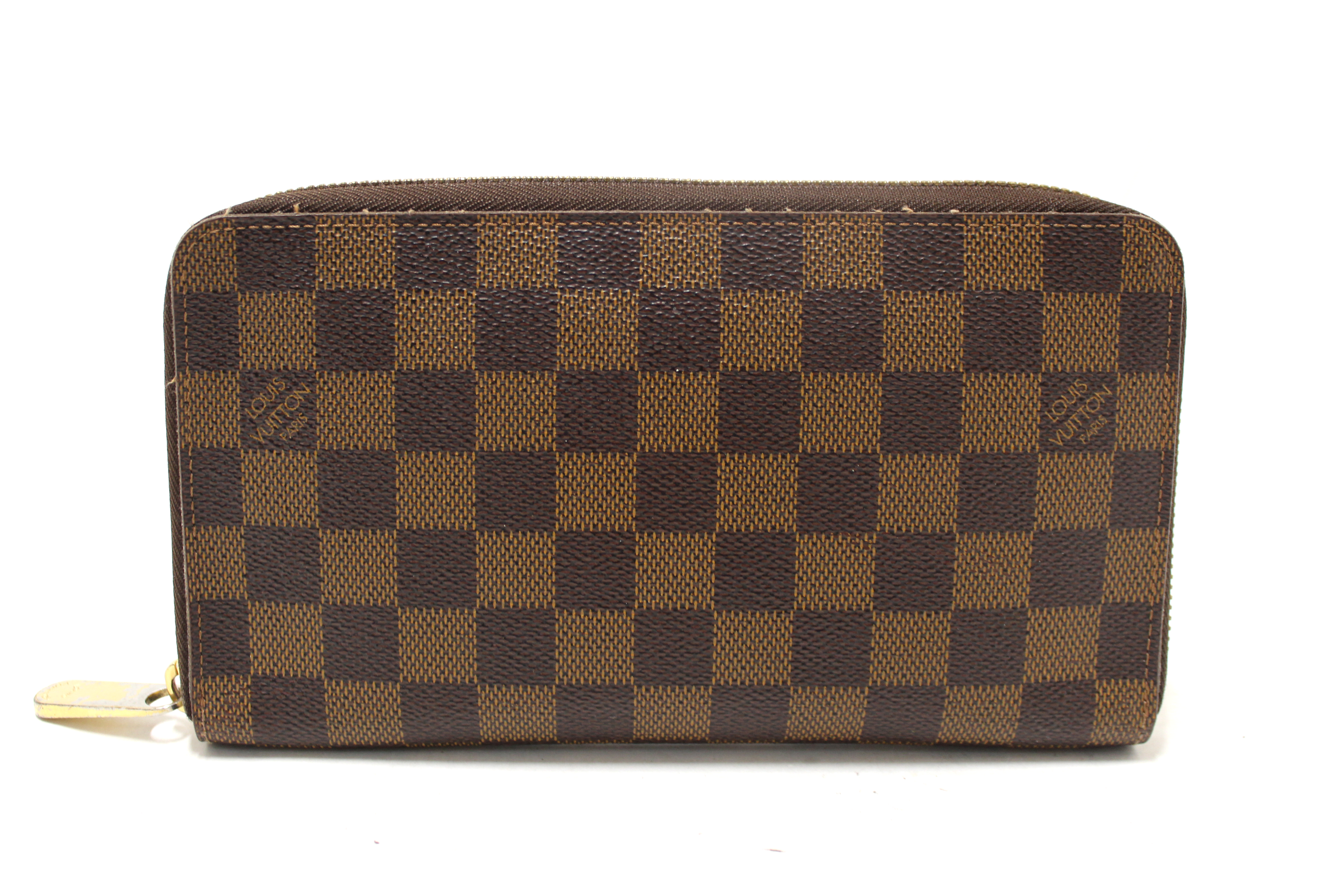 Authentic Louis Vuitton Damier Ebene Canvas Zippy Organizer Wallet