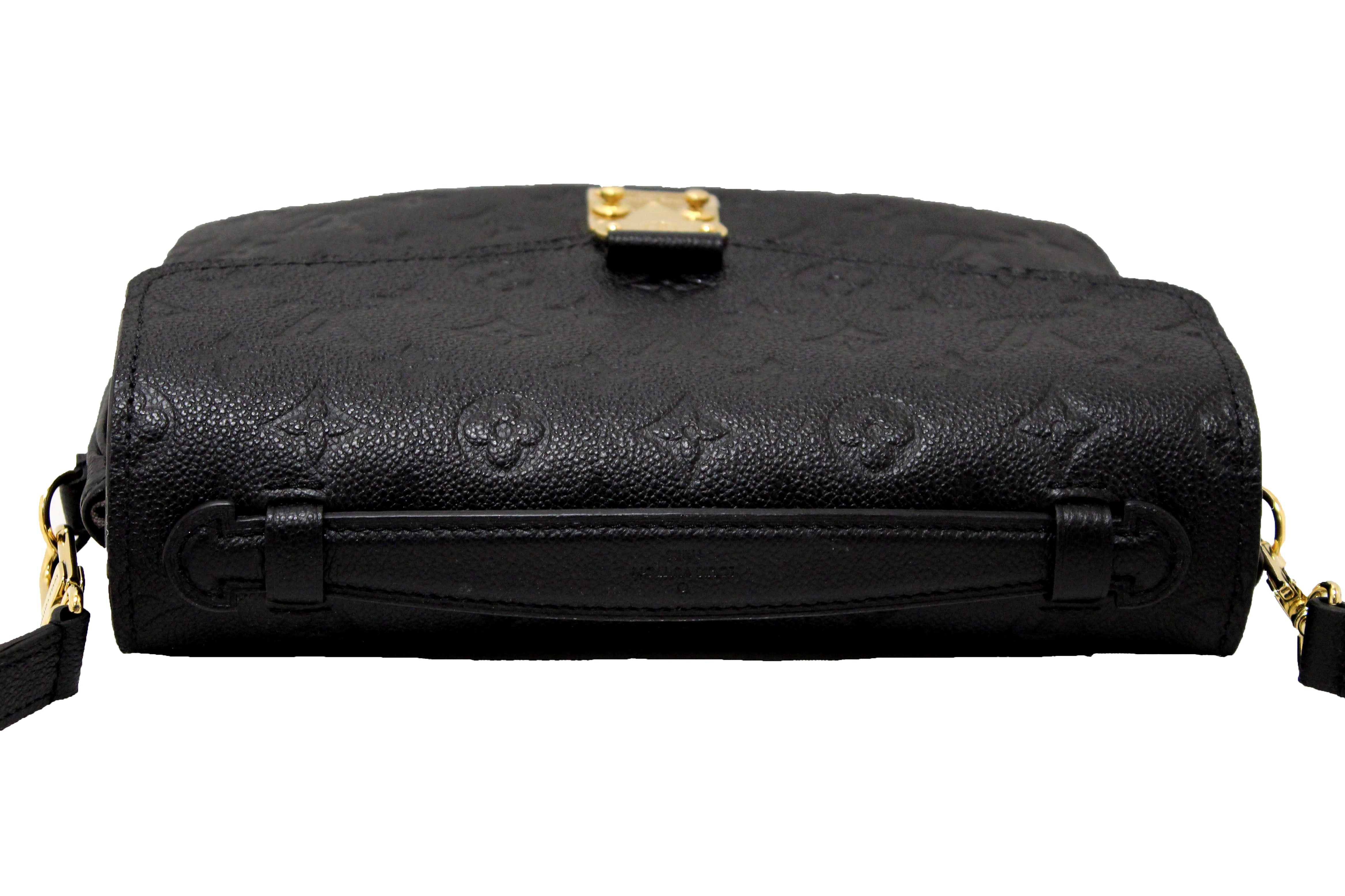 Authentic Louis Vuitton Black Monogram Empreinte Leather Metis Pochette Messenger Bag