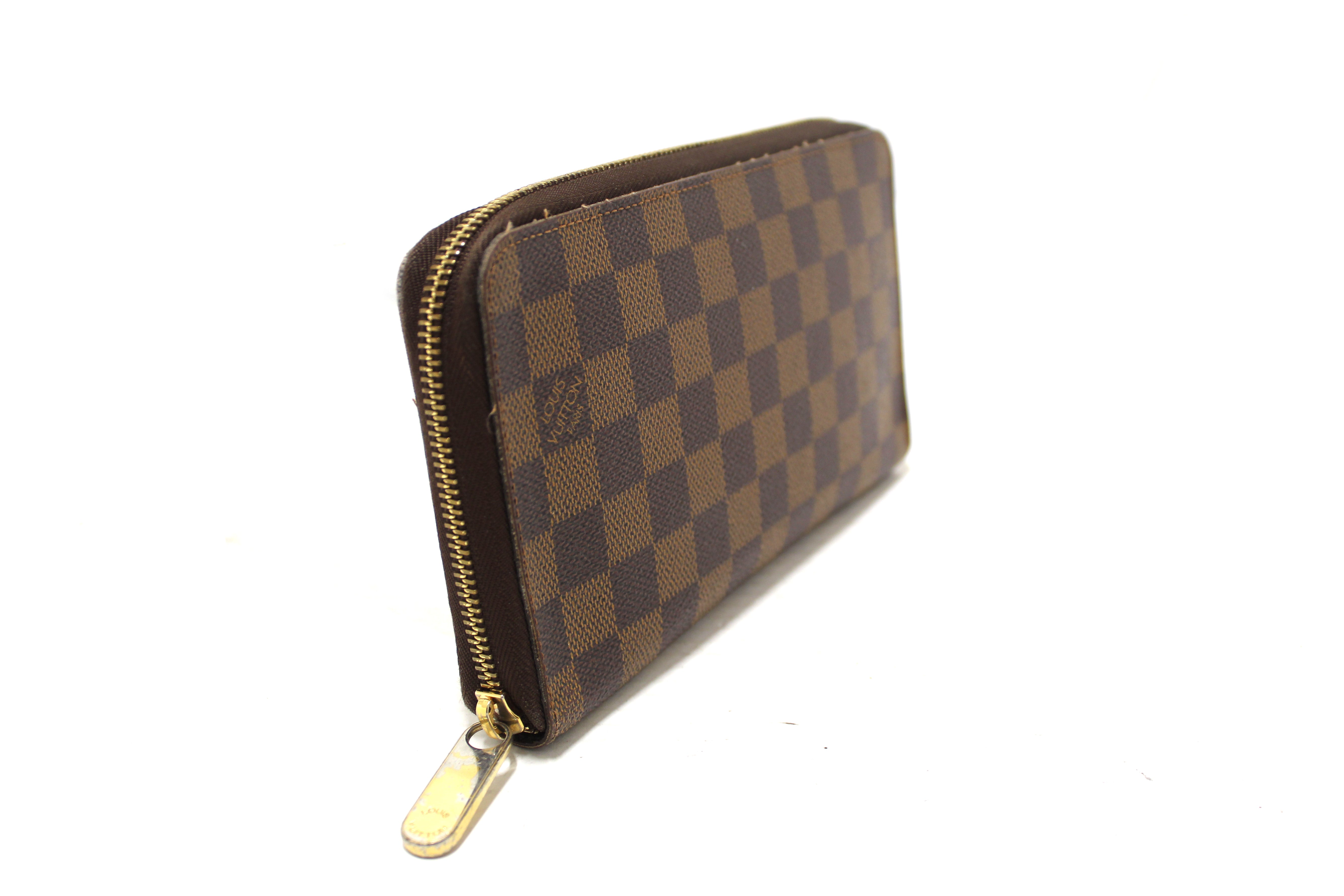 Authentic Louis Vuitton Damier Ebene Canvas Zippy Organizer Wallet