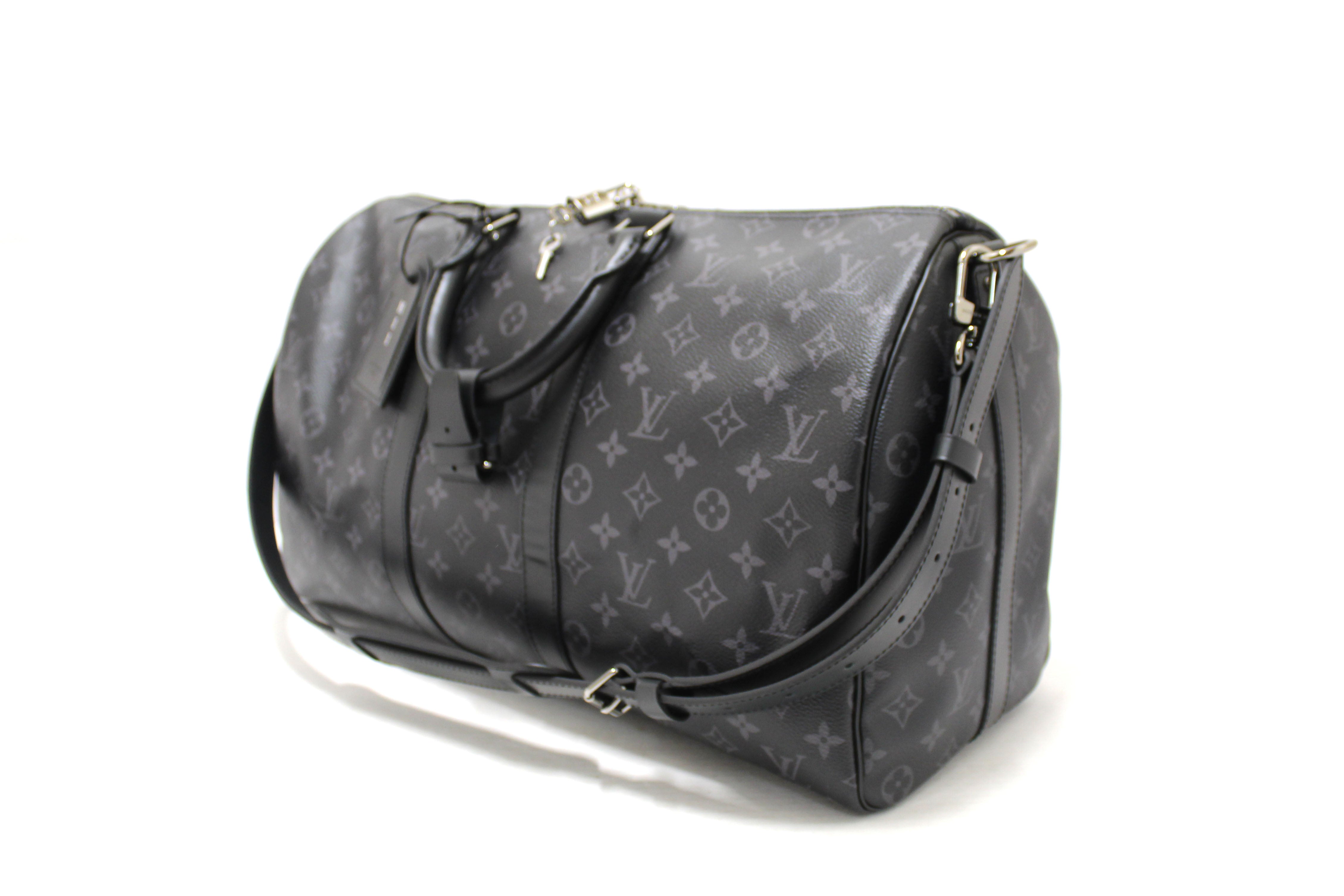 Authentic Louis Vuitton Monogram Eclipse Keepall Bandoulière 45 Travel Bag