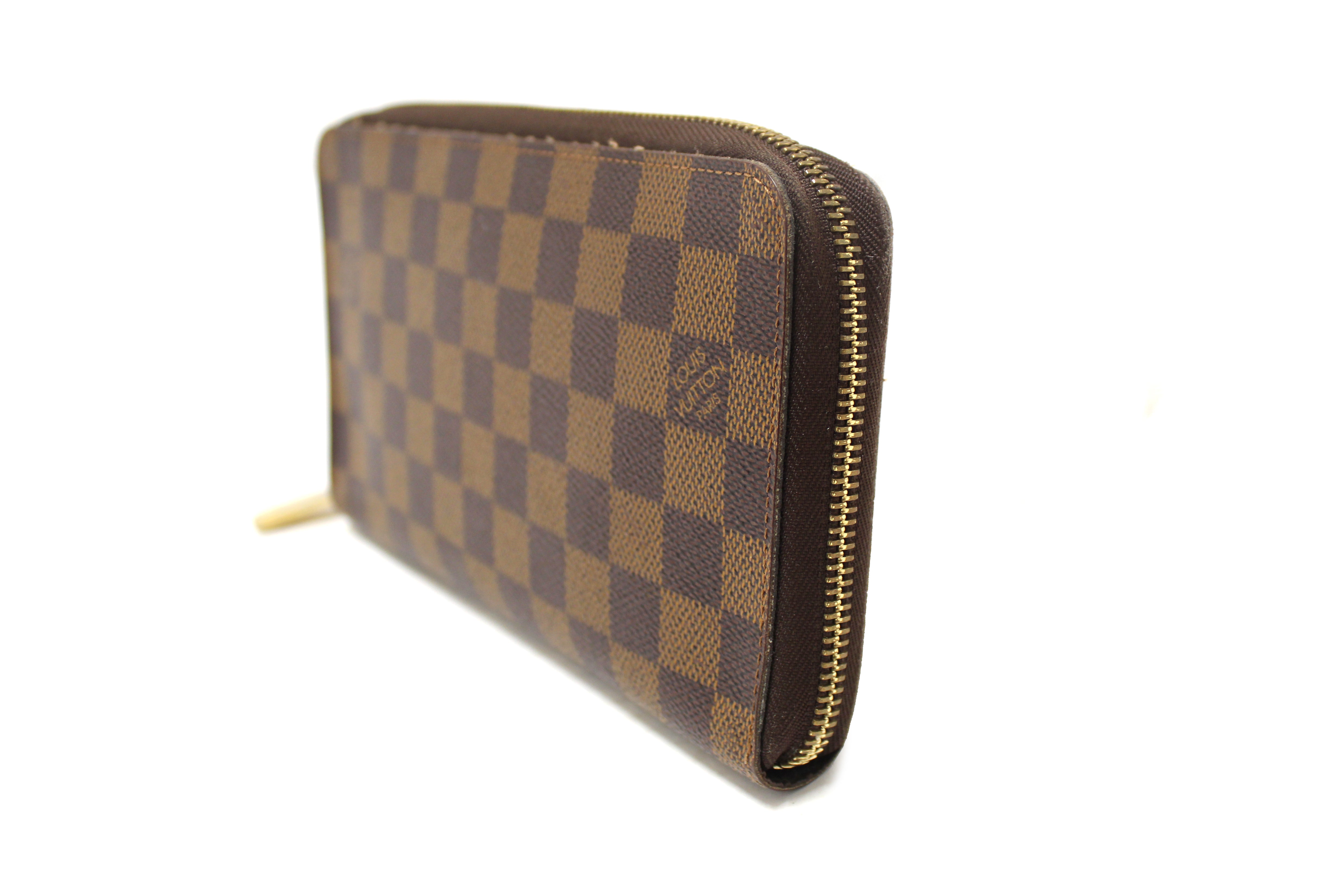 Authentic Louis Vuitton Damier Ebene Canvas Zippy Organizer Wallet