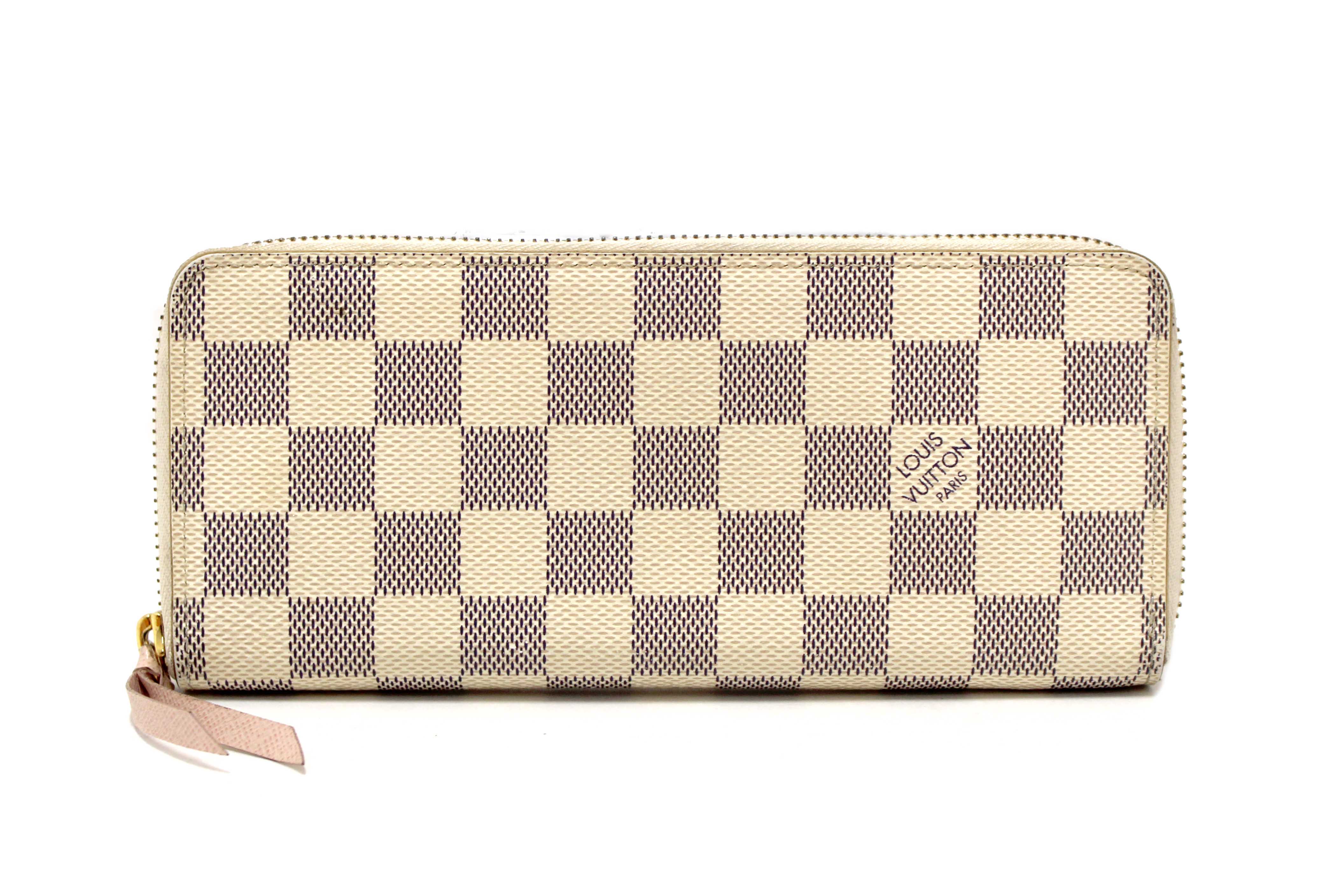 Authentic Louis Vuitton Damier Azur Canvas Clemence Zippy Wallet