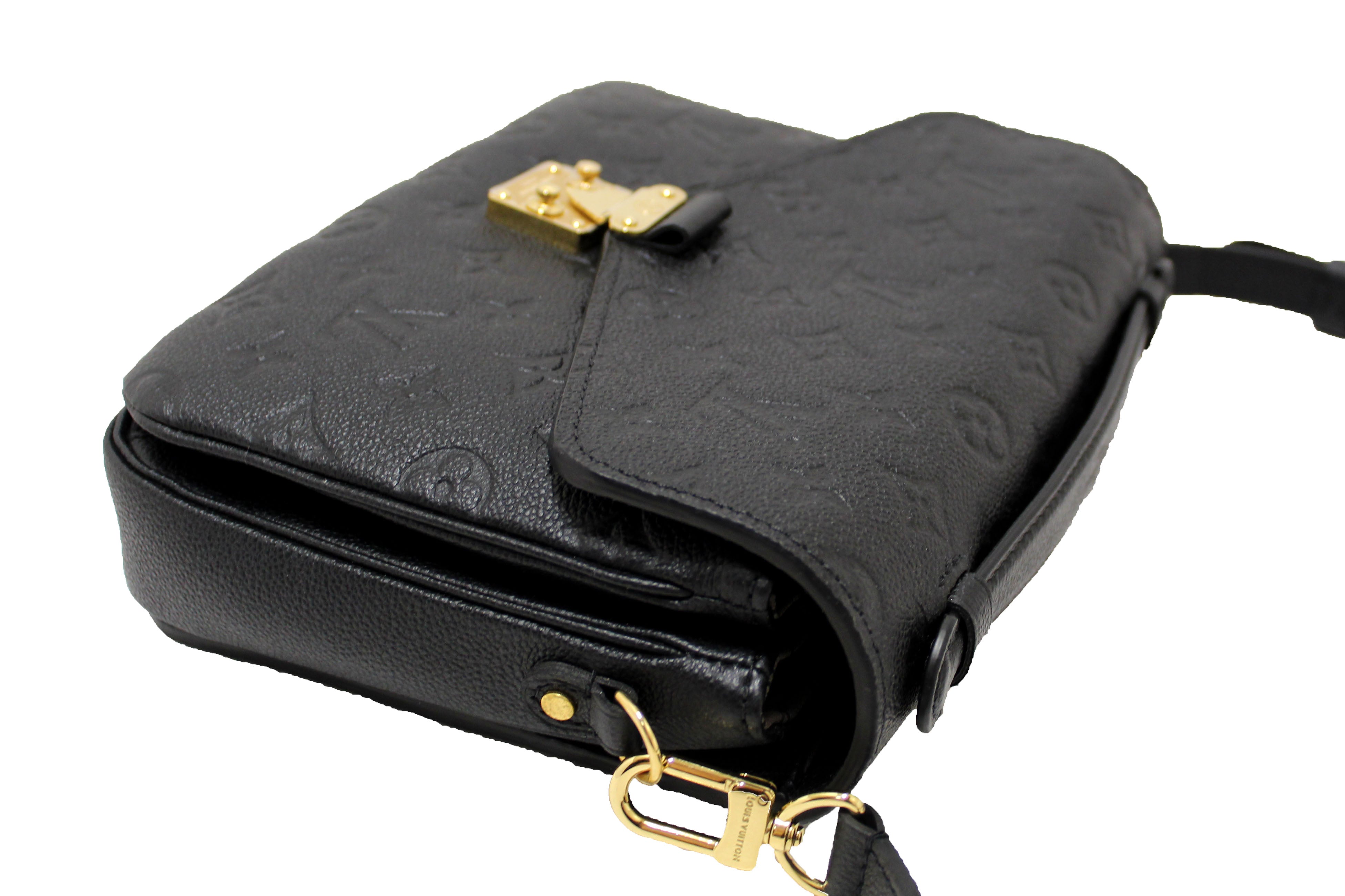 Authentic Louis Vuitton Black Monogram Empreinte Leather Metis Pochette Messenger Bag