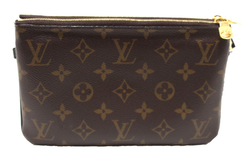 Authentic Louis Vuitton Monogram Giant Reverse and Monogram Canvas Double Zip Pochette Bag