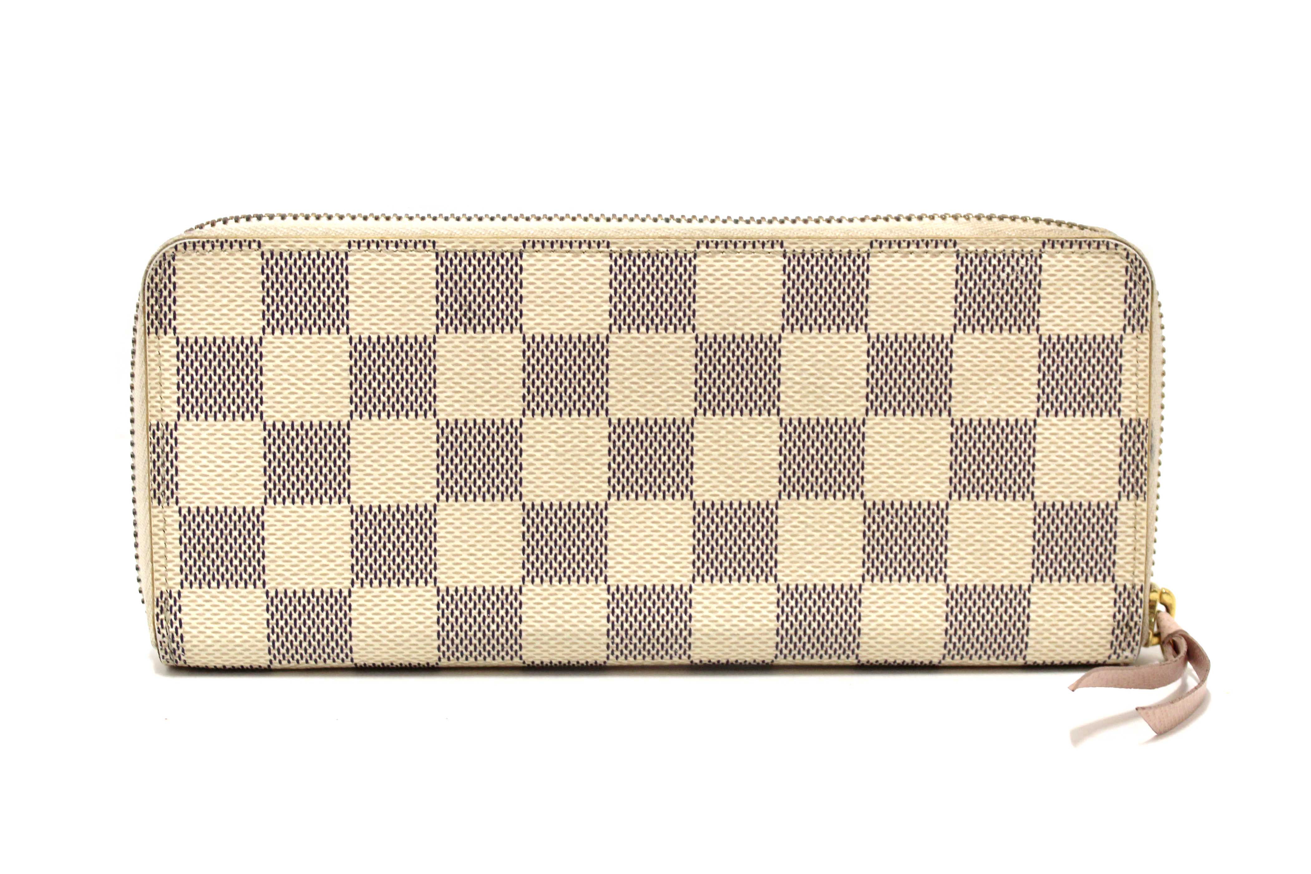 Authentic Louis Vuitton Damier Azur Canvas Clemence Zippy Wallet
