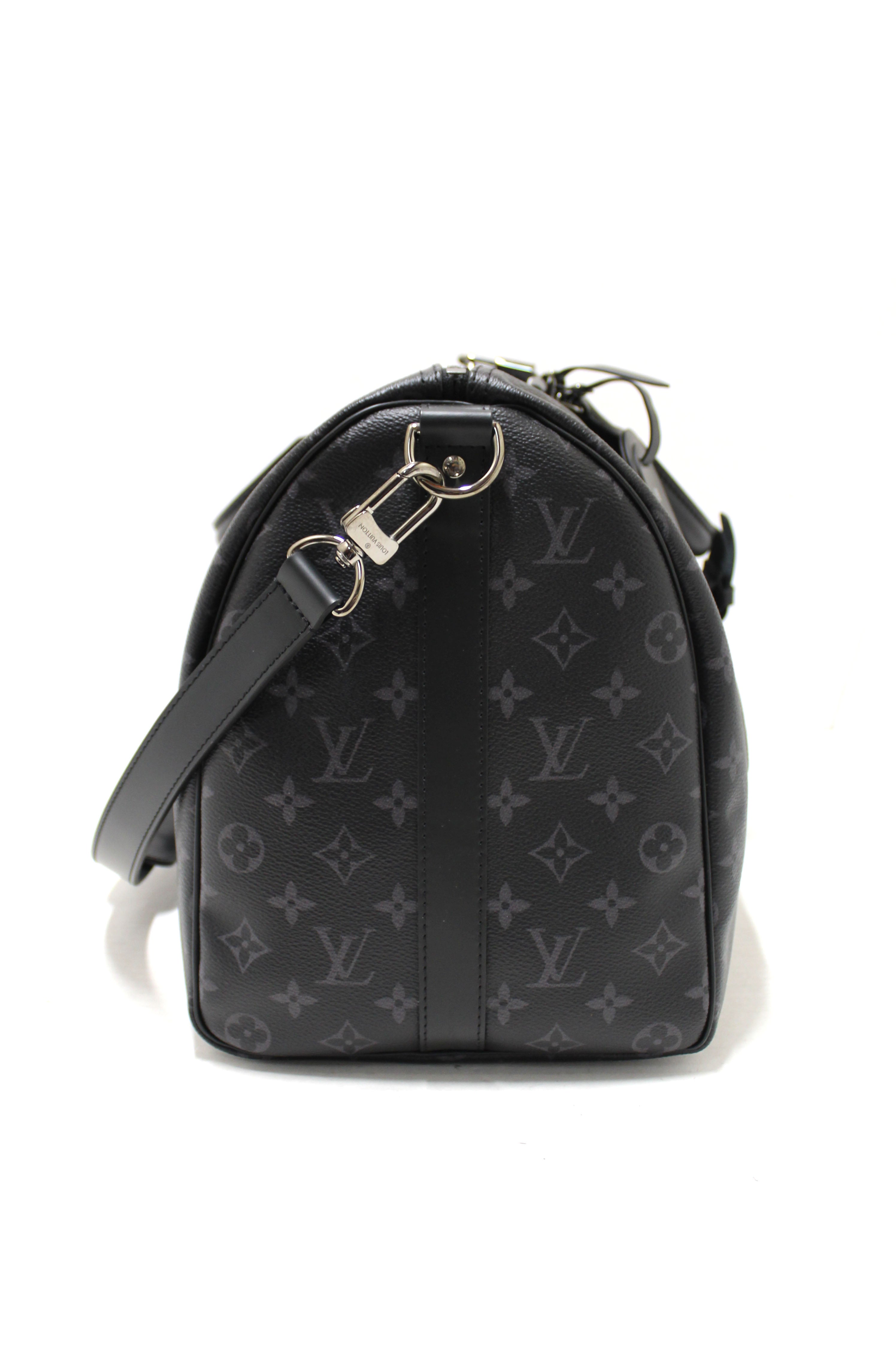 Authentic Louis Vuitton Monogram Eclipse Keepall Bandoulière 45 Travel Bag