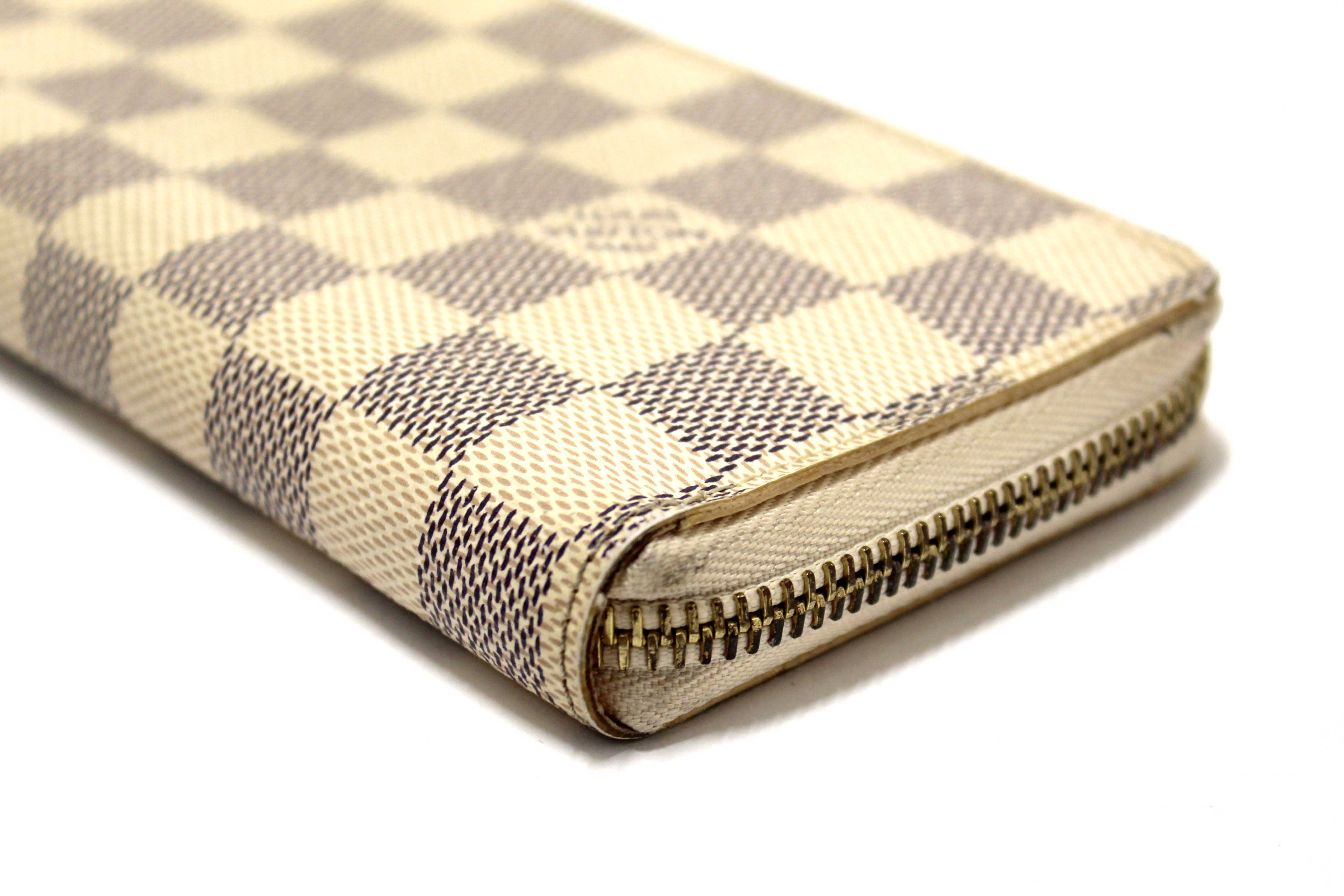 Authentic Louis Vuitton Damier Azur Canvas Clemence Zippy Wallet